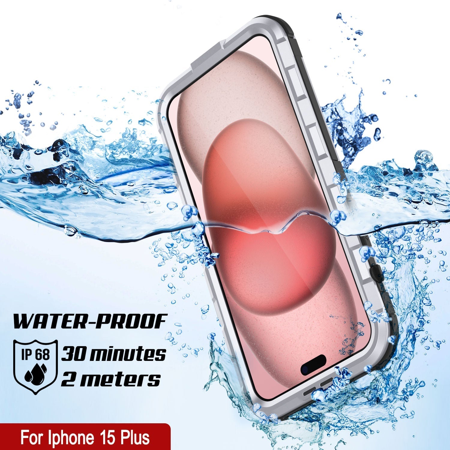 iPhone 16 Plus Metal Extreme 2.0 Series Aluminum Waterproof Case IP68 W/Buillt in Screen Protector [White]