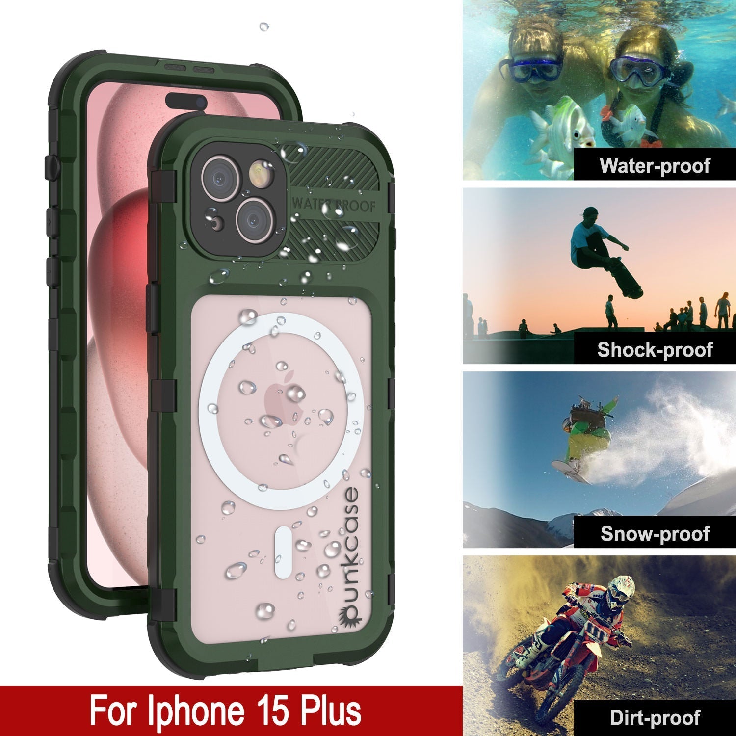 iPhone 16 Plus Metal Extreme 2.0 Series Aluminum Waterproof Case IP68 W/Buillt in Screen Protector [Dark-Green]