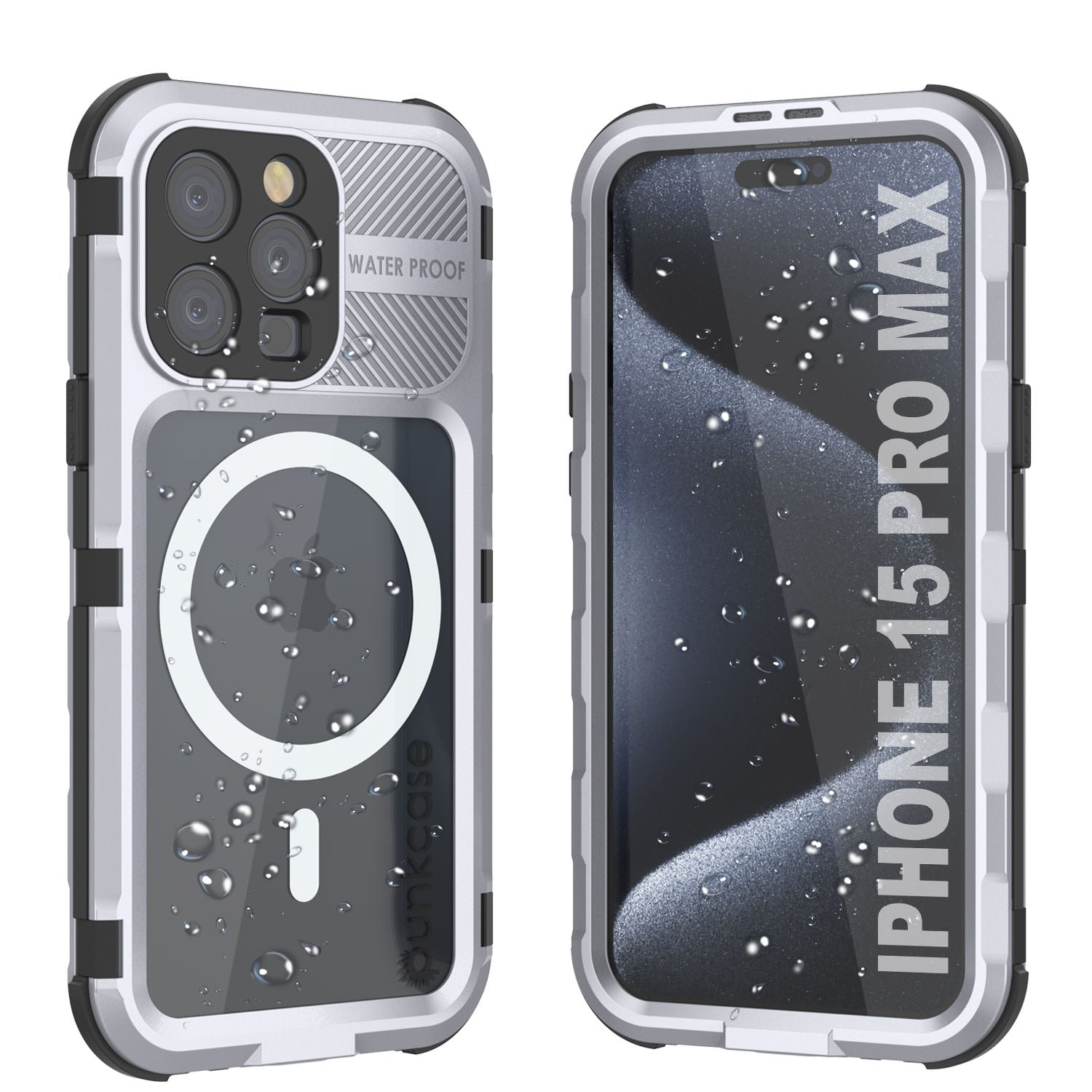 iPhone 15 Pro Max Metal Extreme 2.0 Series Aluminum Waterproof Case IP68 W/Buillt in Screen Protector [Black-Red]