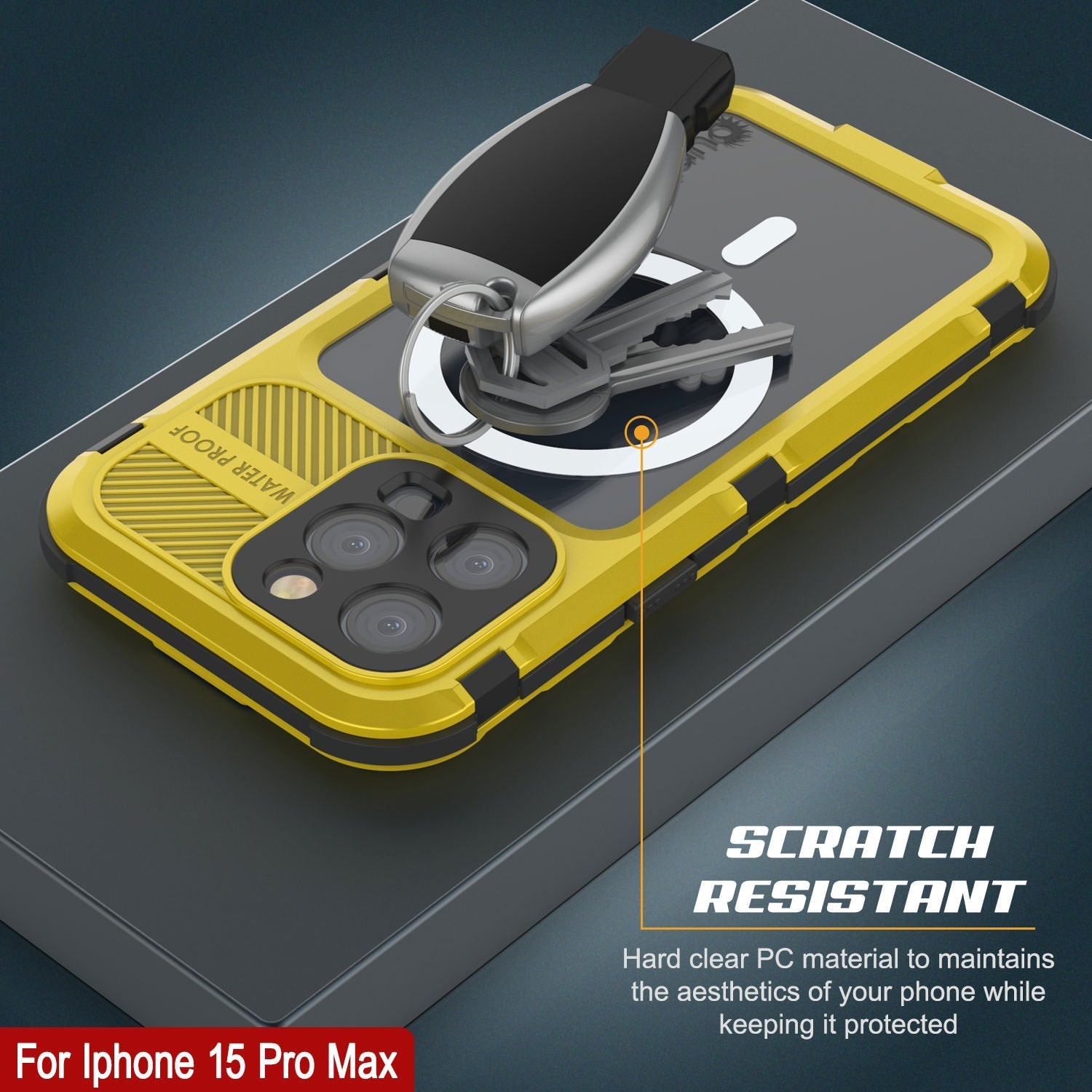 iPhone 16 Pro Max Metal Extreme 2.0 Series Aluminum Waterproof Case IP68 W/Buillt in Screen Protector [Yellow]