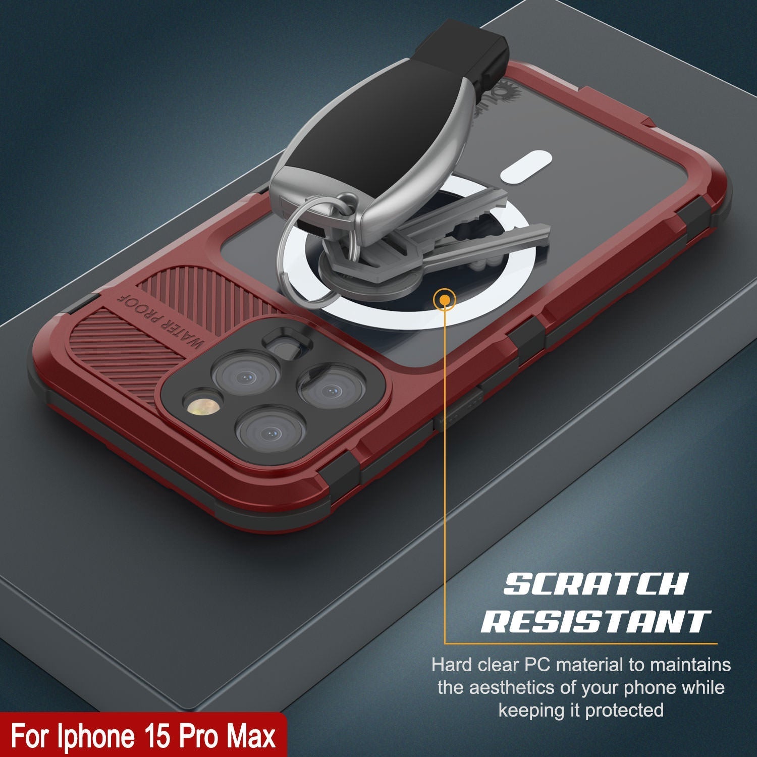 iPhone 16 Pro Max Metal Extreme 2.0 Series Aluminum Waterproof Case IP68 W/Buillt in Screen Protector [Red-Black]