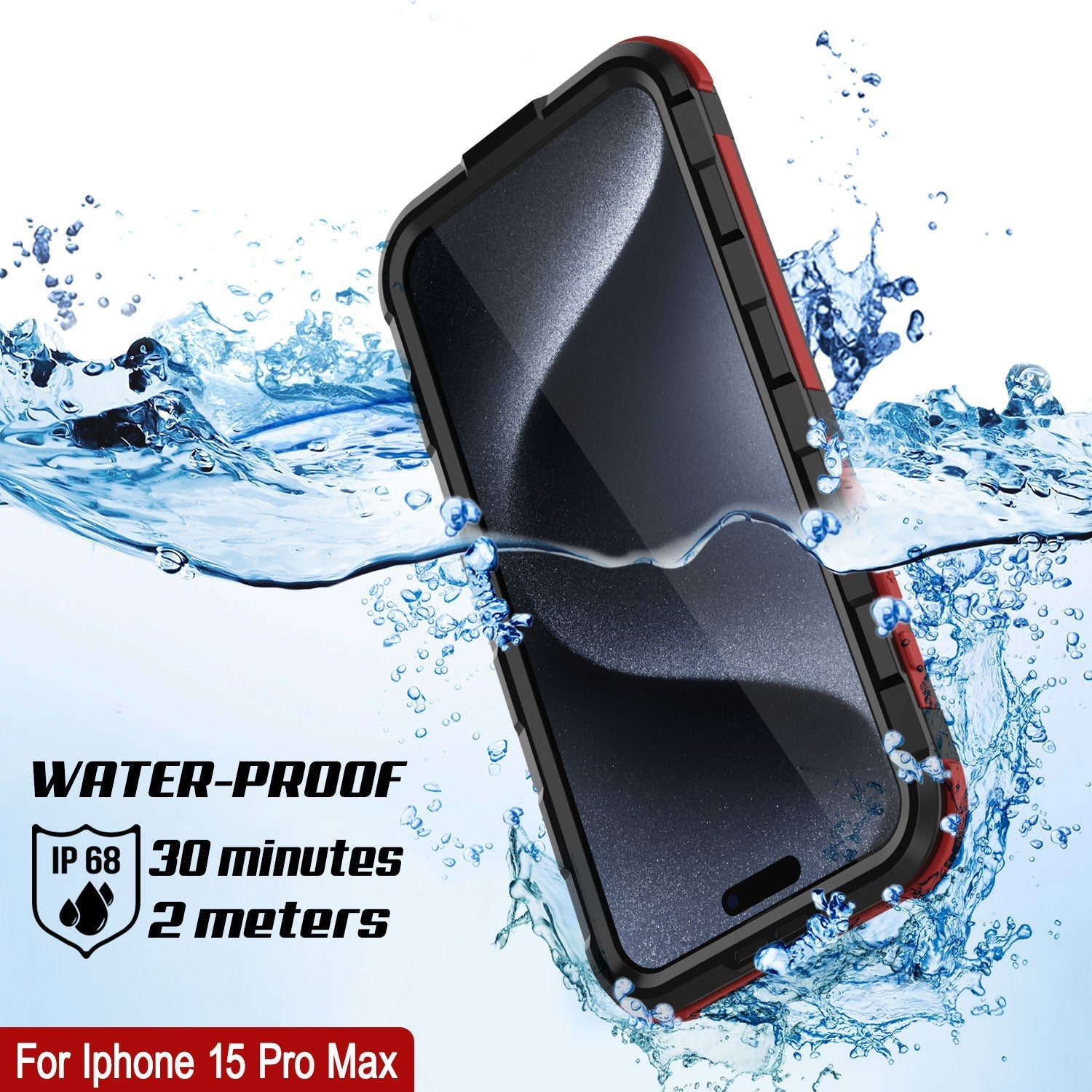 iPhone 16 Pro Max Metal Extreme 2.0 Series Aluminum Waterproof Case IP68 W/Buillt in Screen Protector [Black-Red]