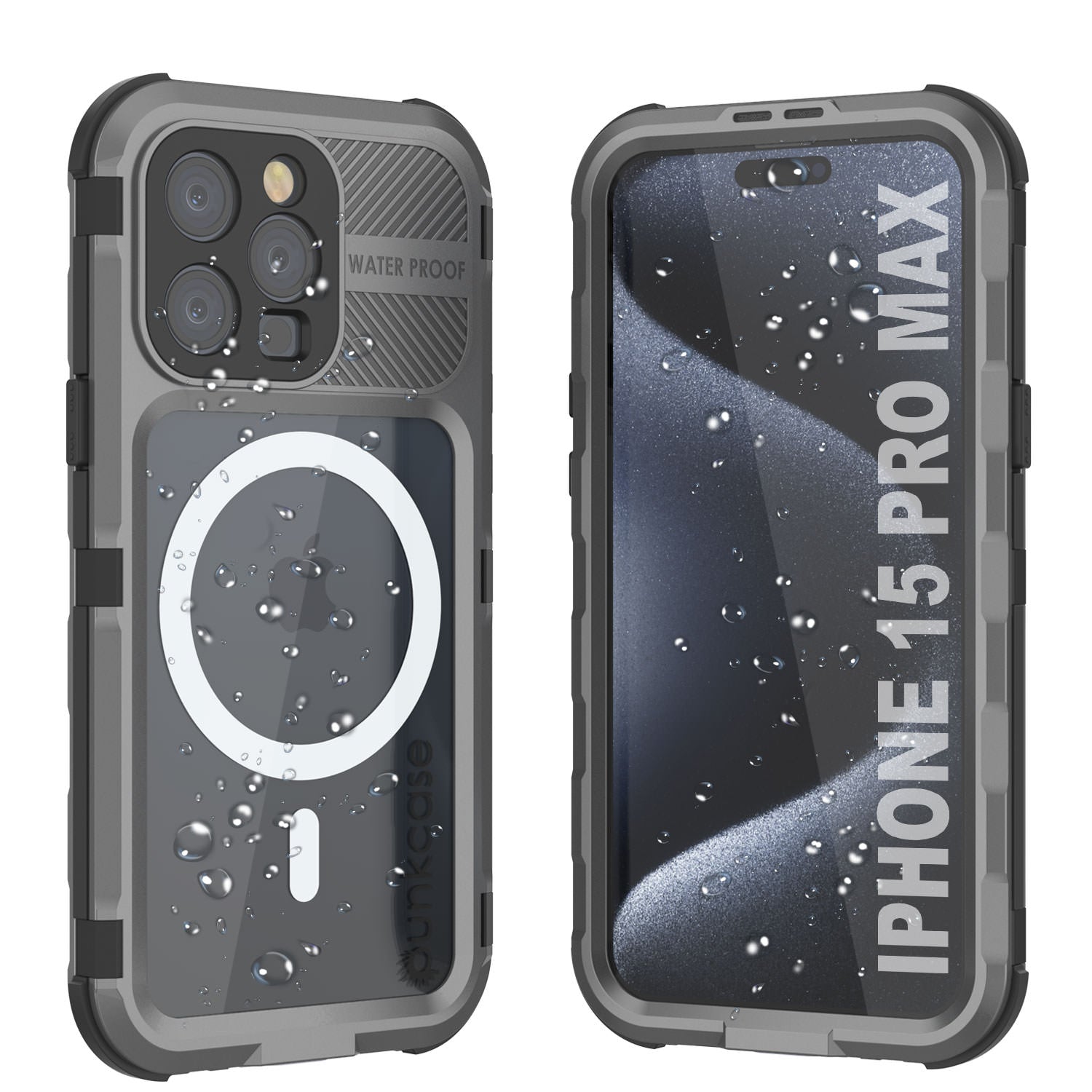 iPhone 15 Pro Max Metal Extreme 2.0 Series Aluminum Waterproof Case IP68 W/Buillt in Screen Protector [White]