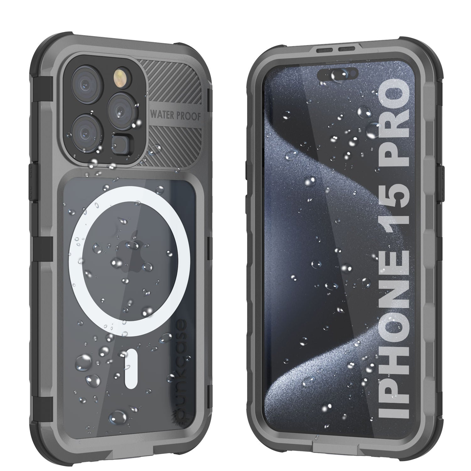 iPhone 15 Pro Metal Extreme 2.0 Series Aluminum Waterproof Case IP68 W/Buillt in Screen Protector [Black-Red]