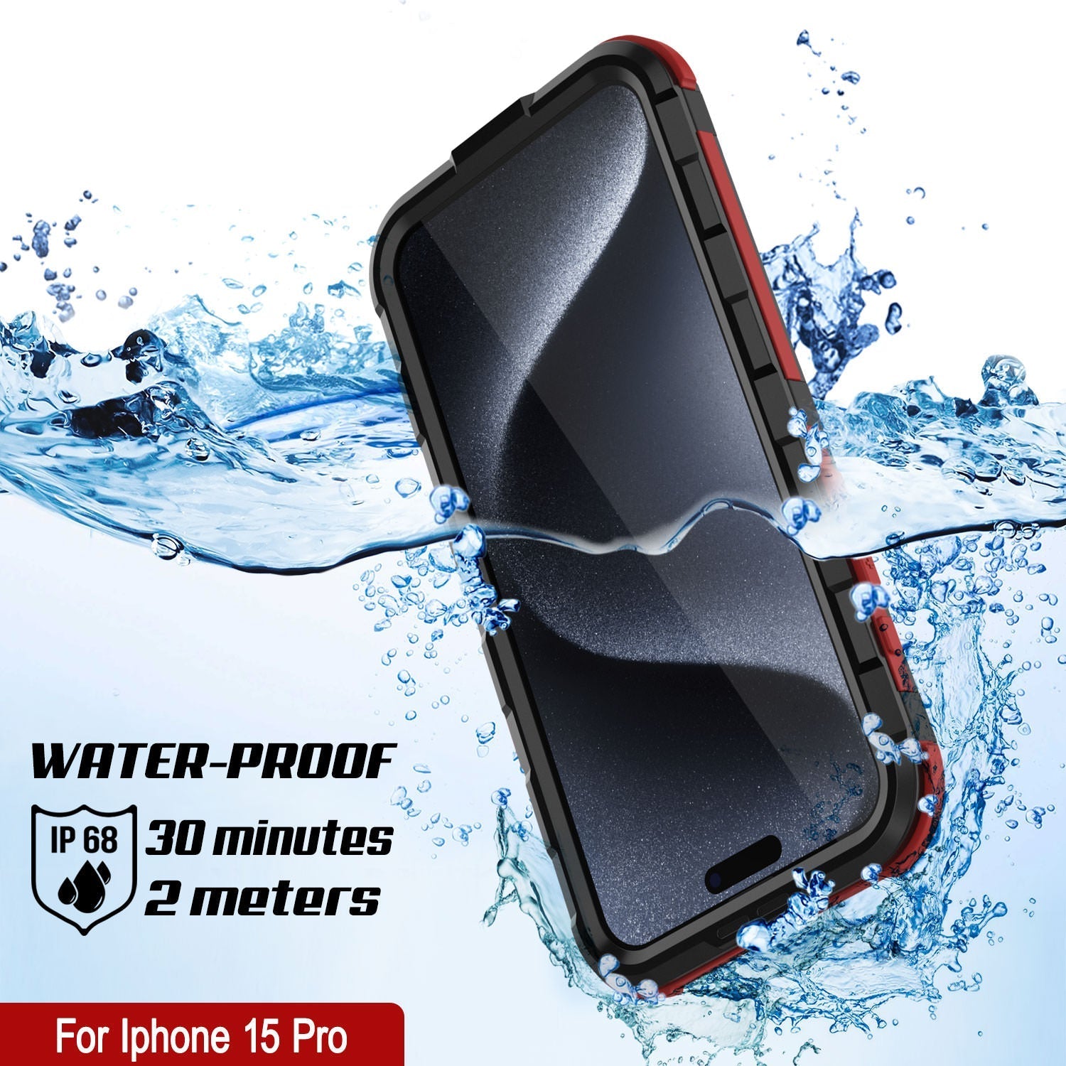 iPhone 16 Pro Metal Extreme 2.0 Series Aluminum Waterproof Case IP68 W/Buillt in Screen Protector [Black-Red]