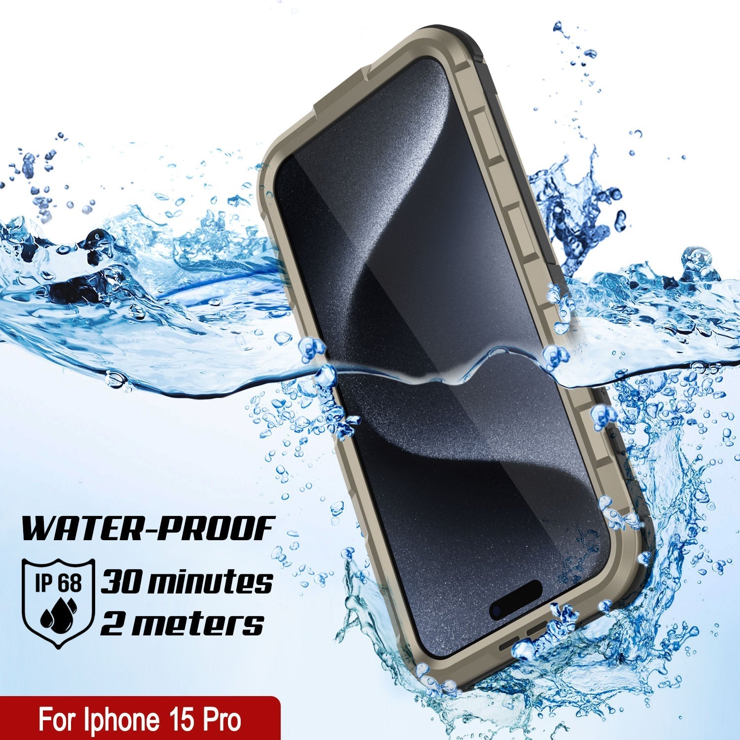 iPhone 16 Pro Metal Extreme 2.0 Series Aluminum Waterproof Case IP68 W/Buillt in Screen Protector [Gold]