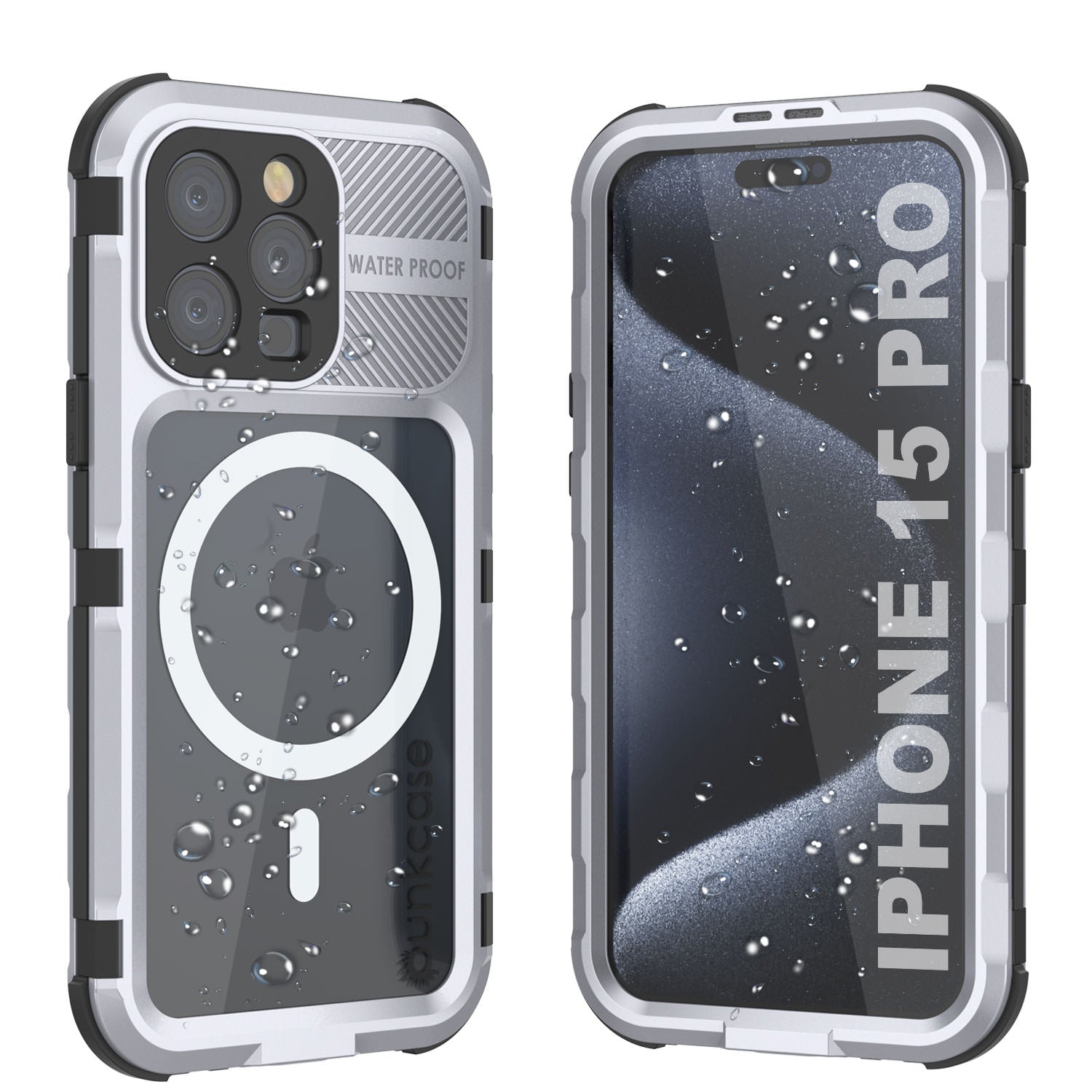 iPhone 15 Pro Metal Extreme 2.0 Series Aluminum Waterproof Case IP68 W/Buillt in Screen Protector [Black]