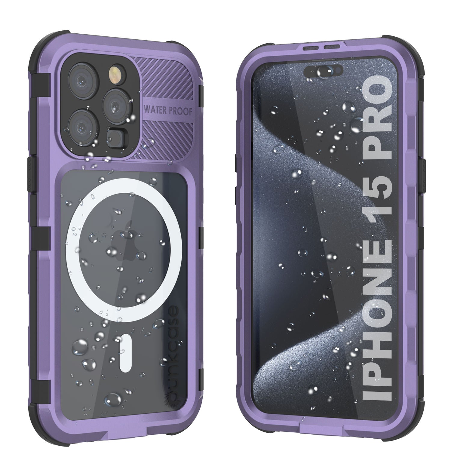 iPhone 15 Pro Metal Extreme 2.0 Series Aluminum Waterproof Case IP68 W/Buillt in Screen Protector [Black-Red]