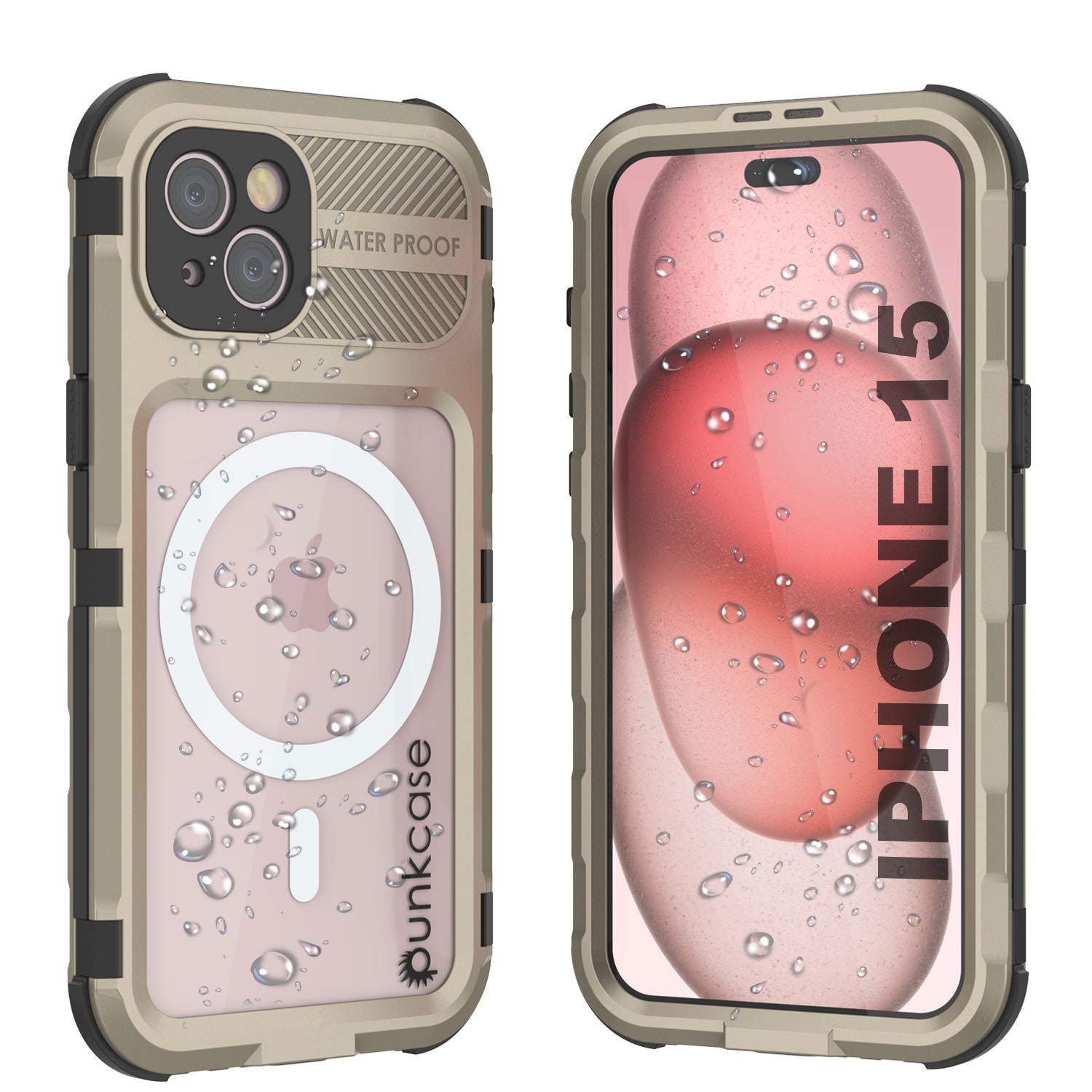 iPhone 15 Metal Extreme 2.0 Series Aluminum Waterproof Case IP68 W/Buillt in Screen Protector [Black]