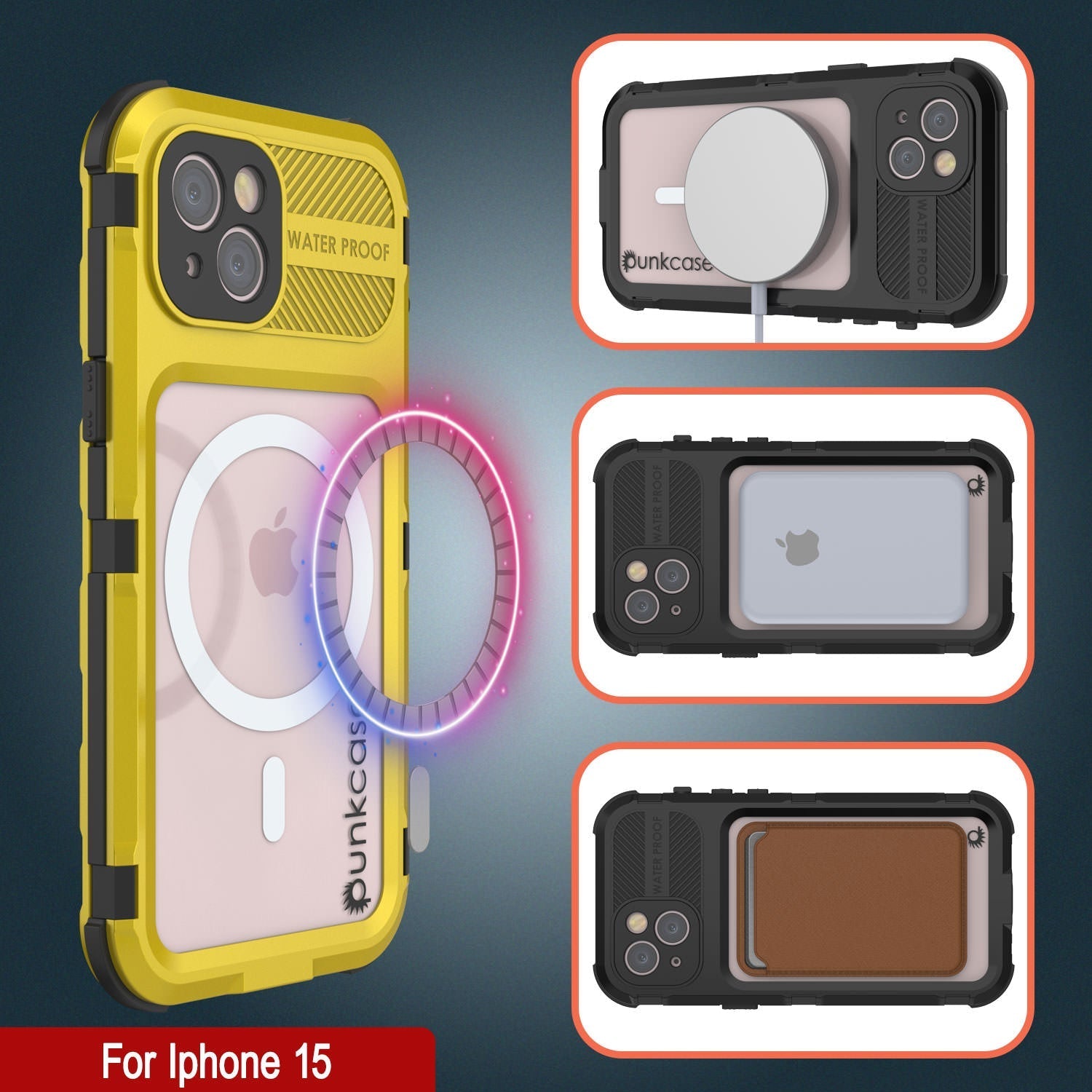 iPhone 16 Metal Extreme 2.0 Series Aluminum Waterproof Case IP68 W/Buillt in Screen Protector [Yellow]