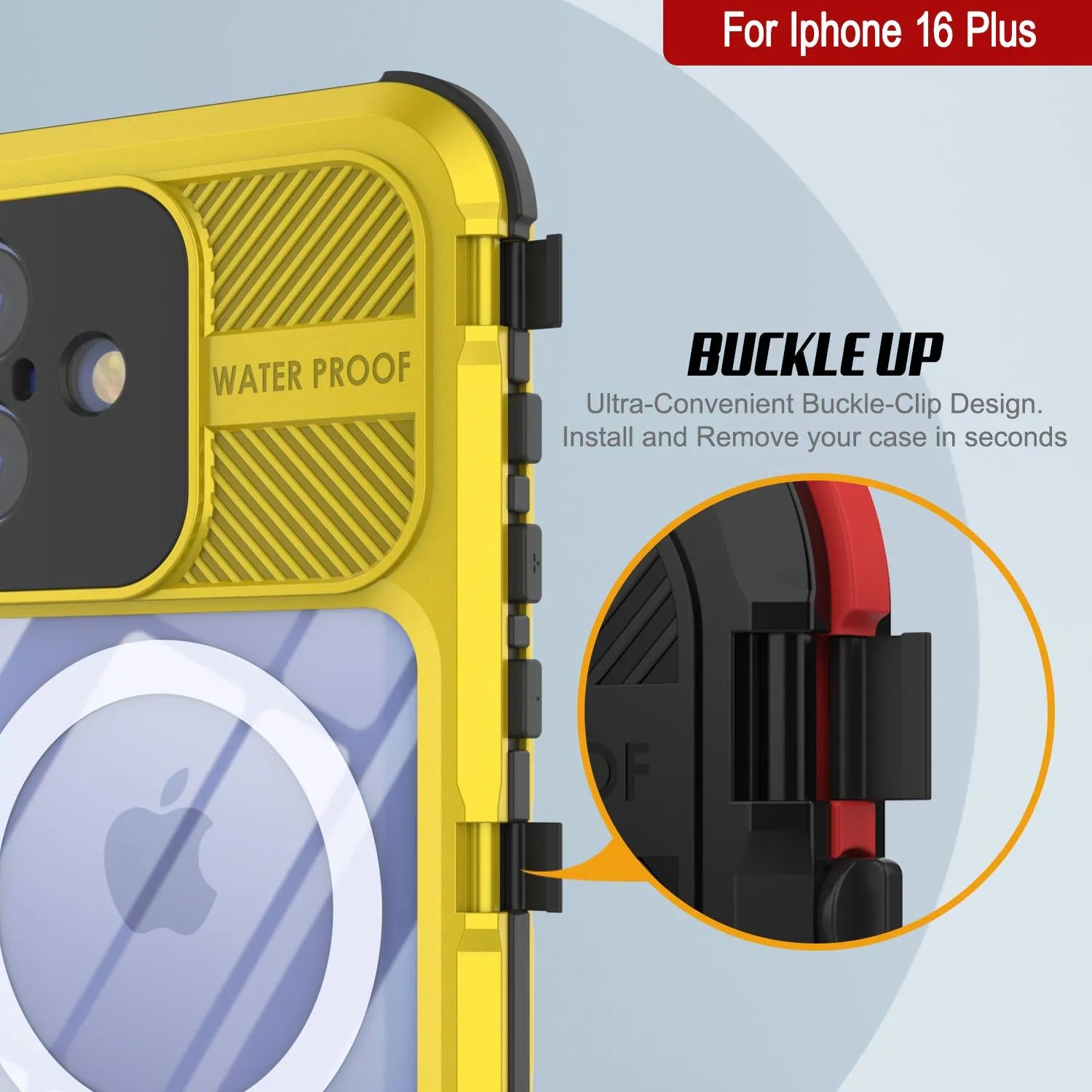 iPhone 16 Plus Metal Extreme 2.0 Series Aluminum Waterproof Case IP68 W/Buillt in Screen Protector [Yellow]