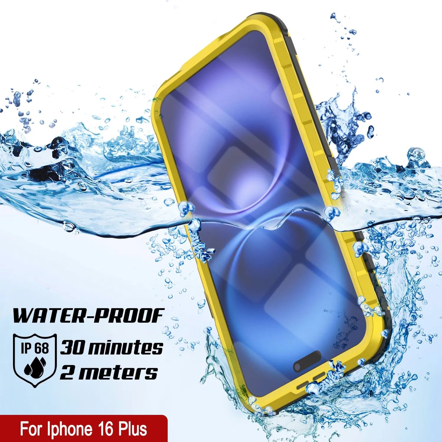 iPhone 16 Plus Metal Extreme 2.0 Series Aluminum Waterproof Case IP68 W/Buillt in Screen Protector [Yellow]