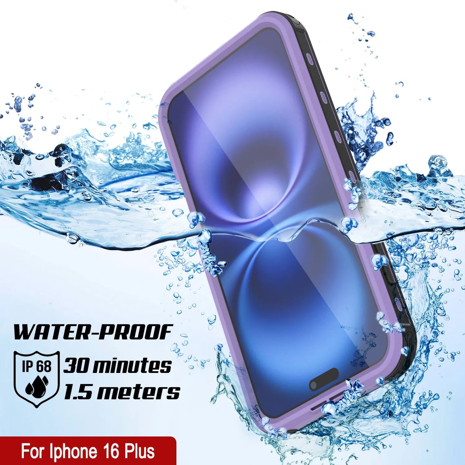 iPhone 16 Plus Waterproof IP68 Case, Punkcase [Lilac] [StudStar Series] [Slim Fit] [Dirtproof]