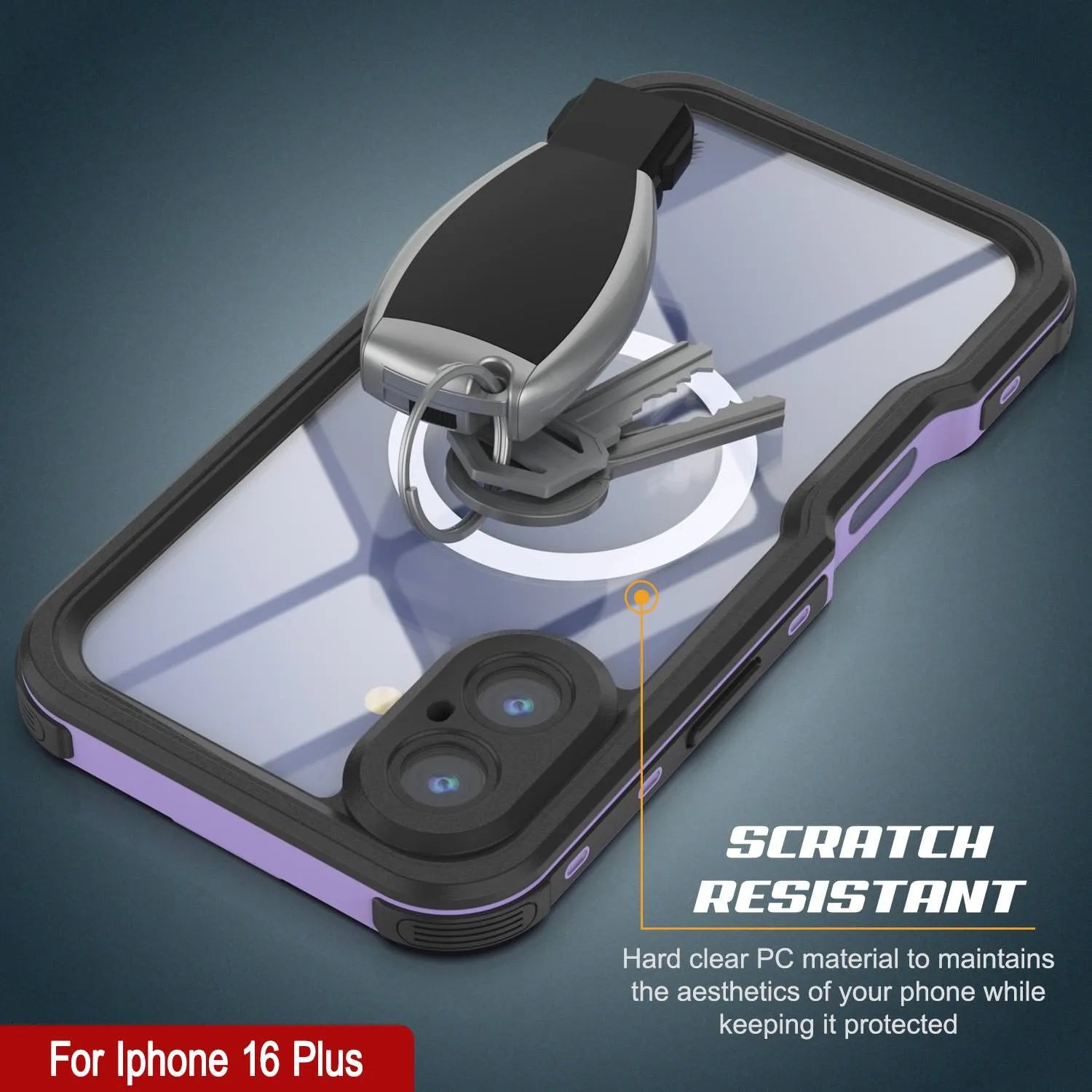 iPhone 16 Plus Waterproof IP68 Case, Punkcase [Lilac] [StudStar Series] [Slim Fit] [Dirtproof]