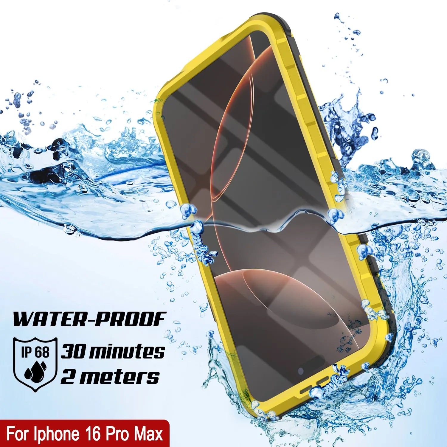 iPhone 16 Pro Max Metal Extreme 2.0 Series Aluminum Waterproof Case IP68 W/Buillt in Screen Protector [Yellow]