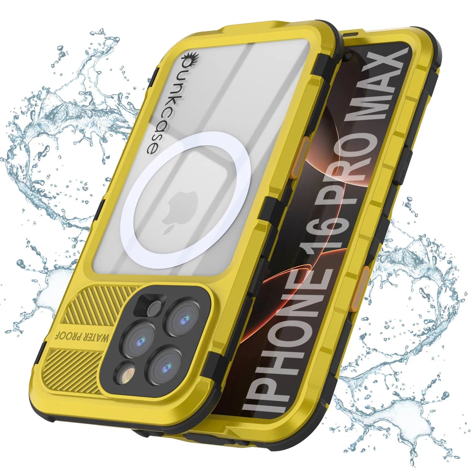 iPhone 16 Pro Max Metal Extreme 2.0 Series Aluminum Waterproof Case IP68 W/Buillt in Screen Protector [Yellow]