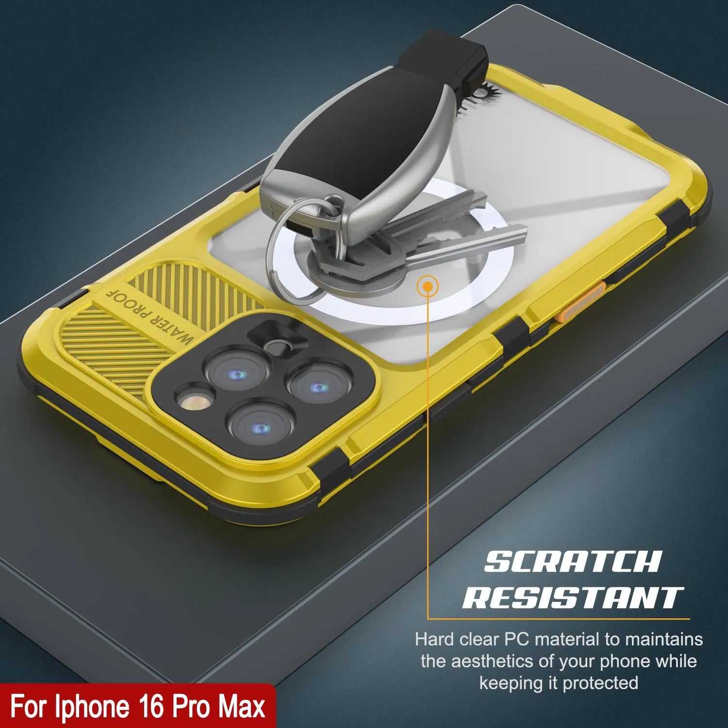 iPhone 16 Pro Max Metal Extreme 2.0 Series Aluminum Waterproof Case IP68 W/Buillt in Screen Protector [Yellow]