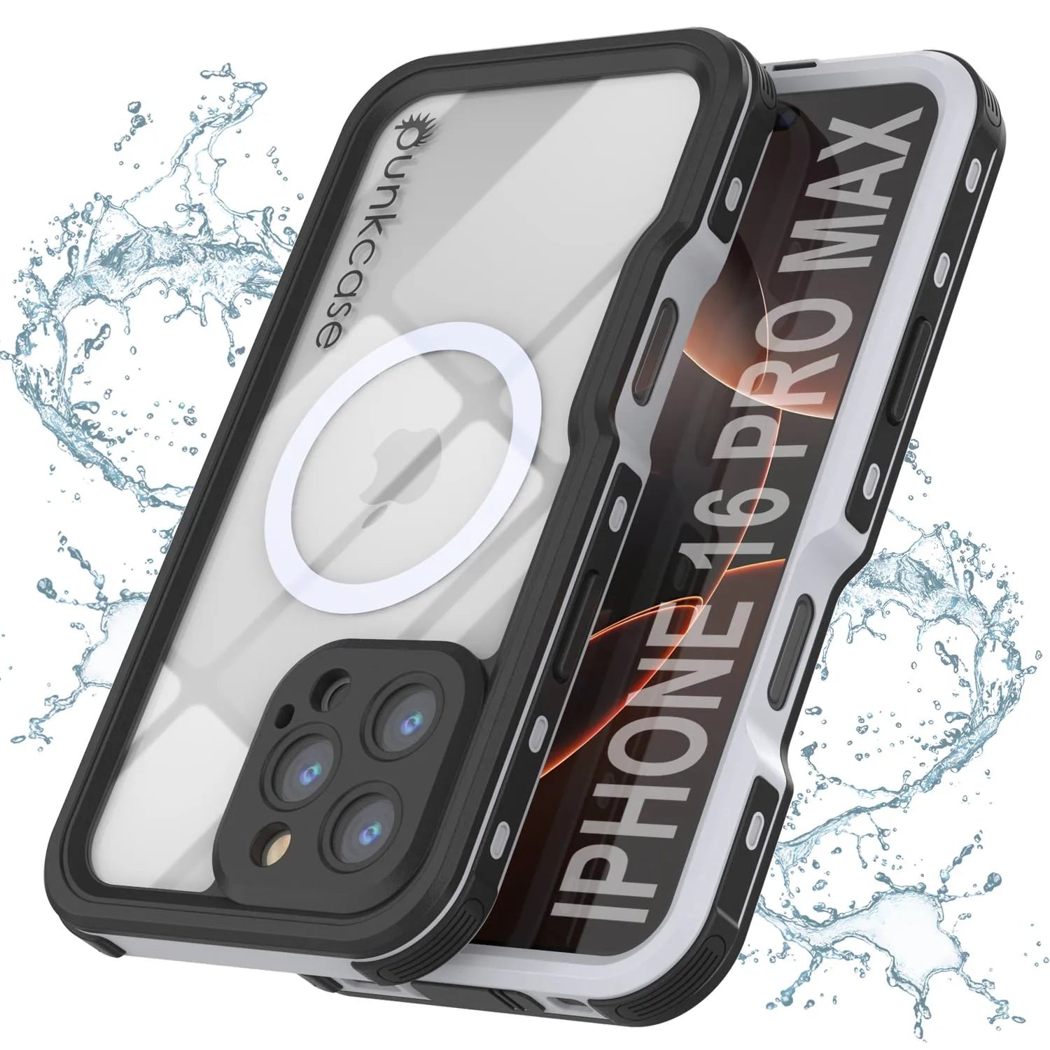 iPhone 16 Pro Max Waterproof IP68 Case, Punkcase [White] [StudStar Series] [Slim Fit] [Dirtproof]