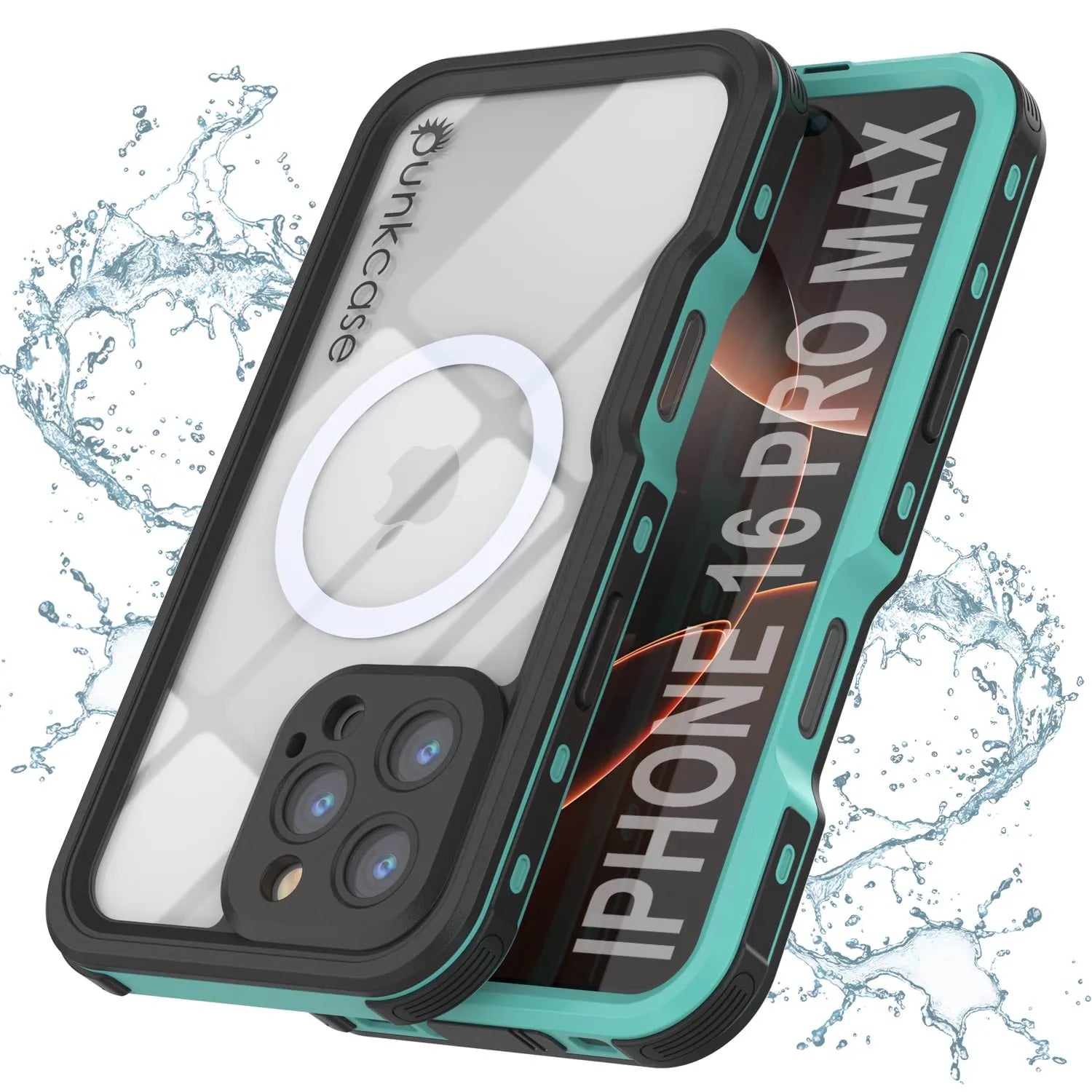 iPhone 16 Pro Max Waterproof IP68 Case, Punkcase [Light blue] [StudStar Series] [Slim Fit] [Dirtproof]