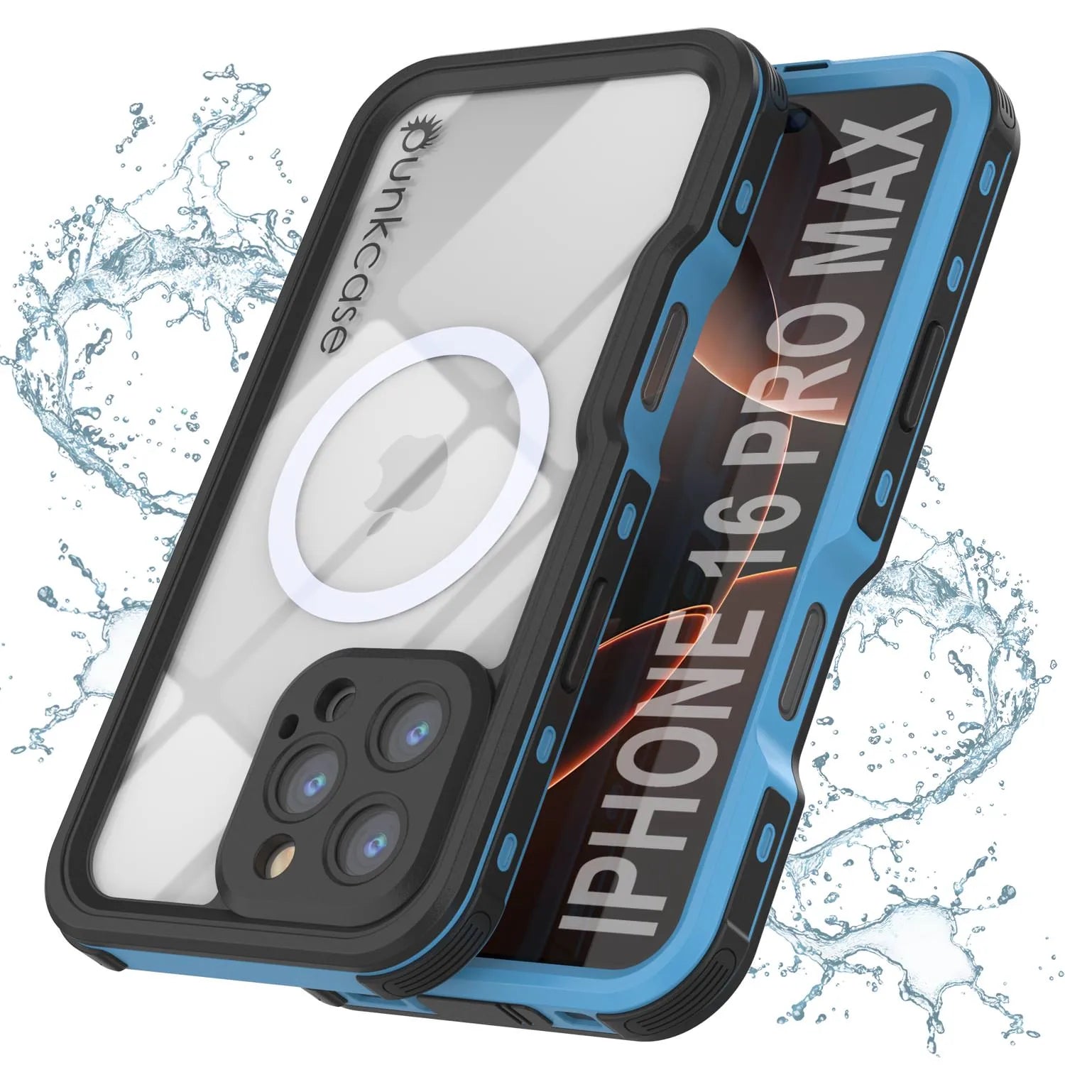 iPhone 16 Pro Max Waterproof IP68 Case, Punkcase [Teal] [StudStar Series] [Slim Fit]