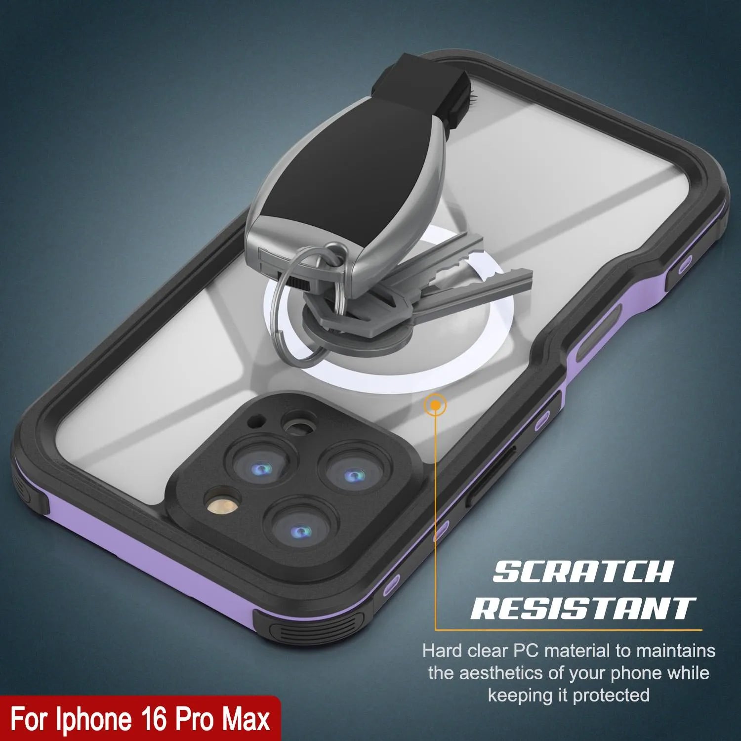 iPhone 16 Pro Max Waterproof IP68 Case, Punkcase [Lilac] [StudStar Series] [Slim Fit] [Dirtproof]