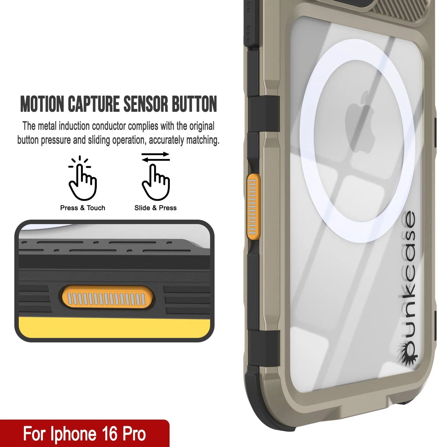 iPhone 16 Pro Metal Extreme 2.0 Series Aluminum Waterproof Case IP68 W/Buillt in Screen Protector [Gold]