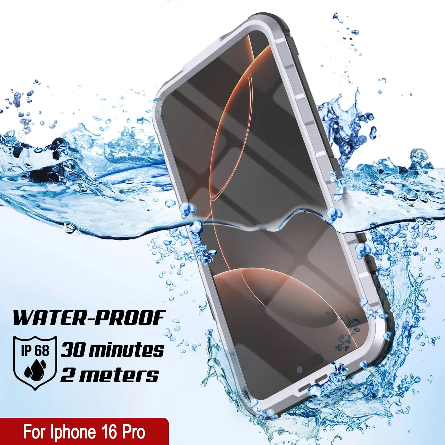 iPhone 16 Pro Metal Extreme 2.0 Series Aluminum Waterproof Case IP68 W/Buillt in Screen Protector [White]