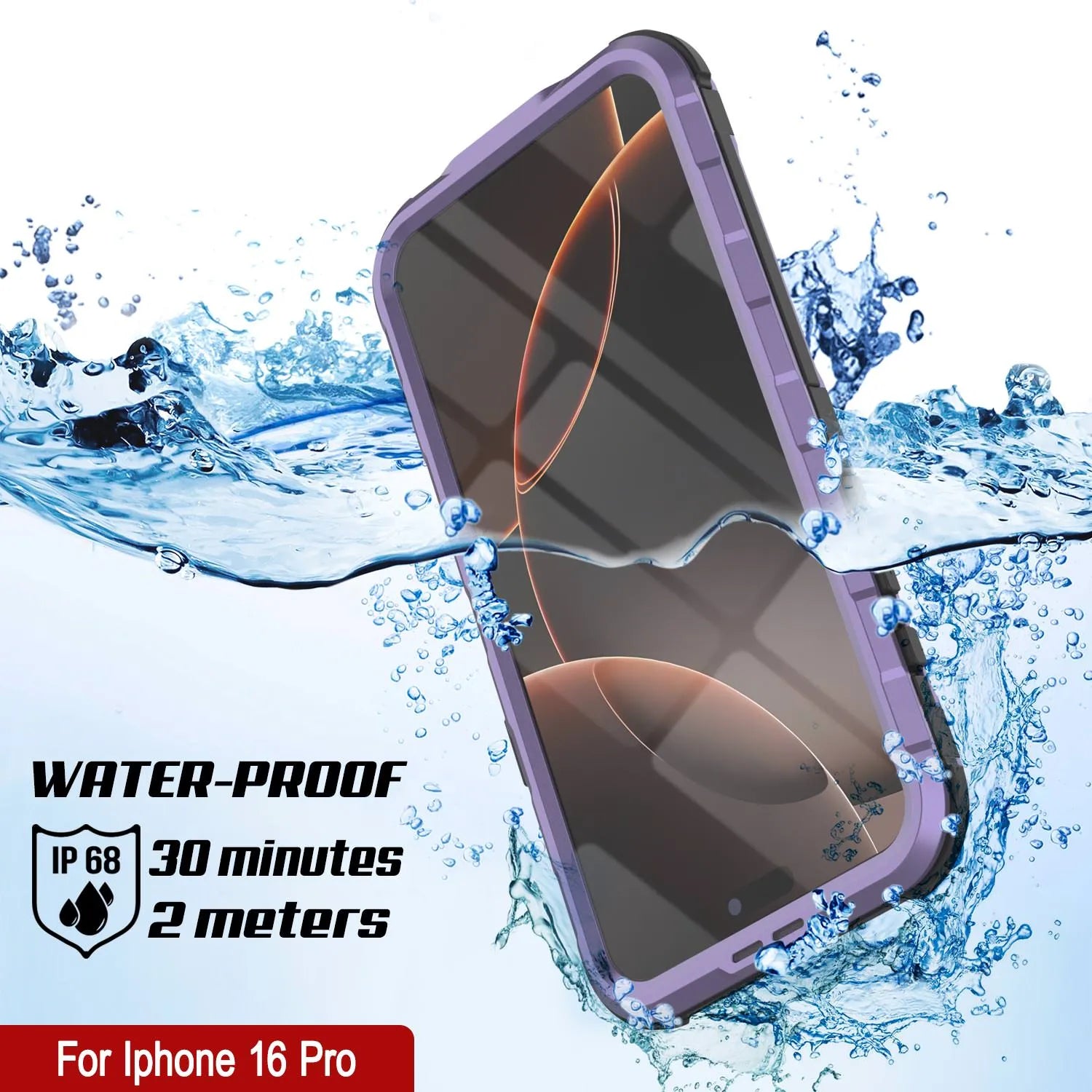 iPhone 16 Pro Metal Extreme 2.0 Series Aluminum Waterproof Case IP68 W/Buillt in Screen Protector [Purple]