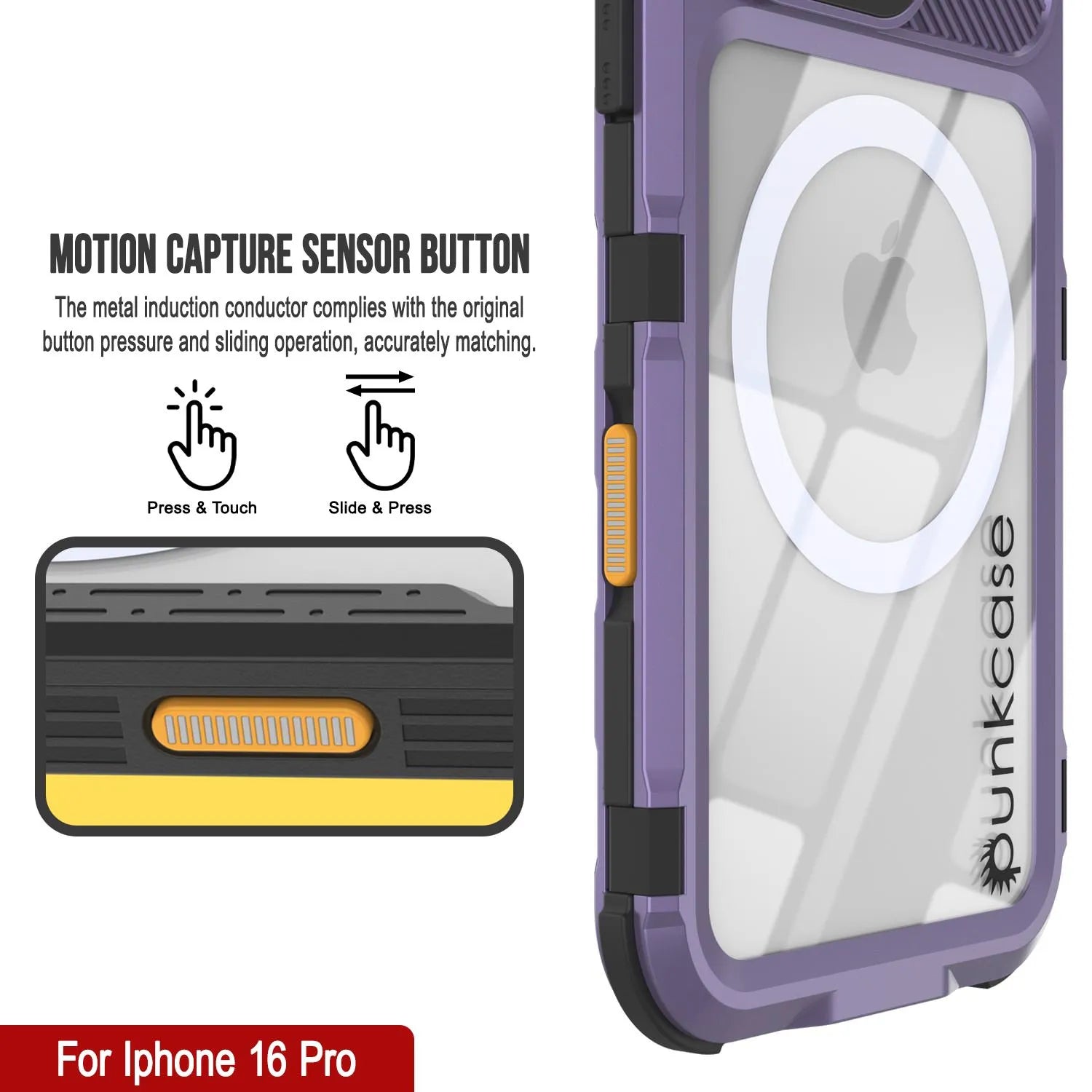 iPhone 16 Pro Metal Extreme 2.0 Series Aluminum Waterproof Case IP68 W/Buillt in Screen Protector [Purple]