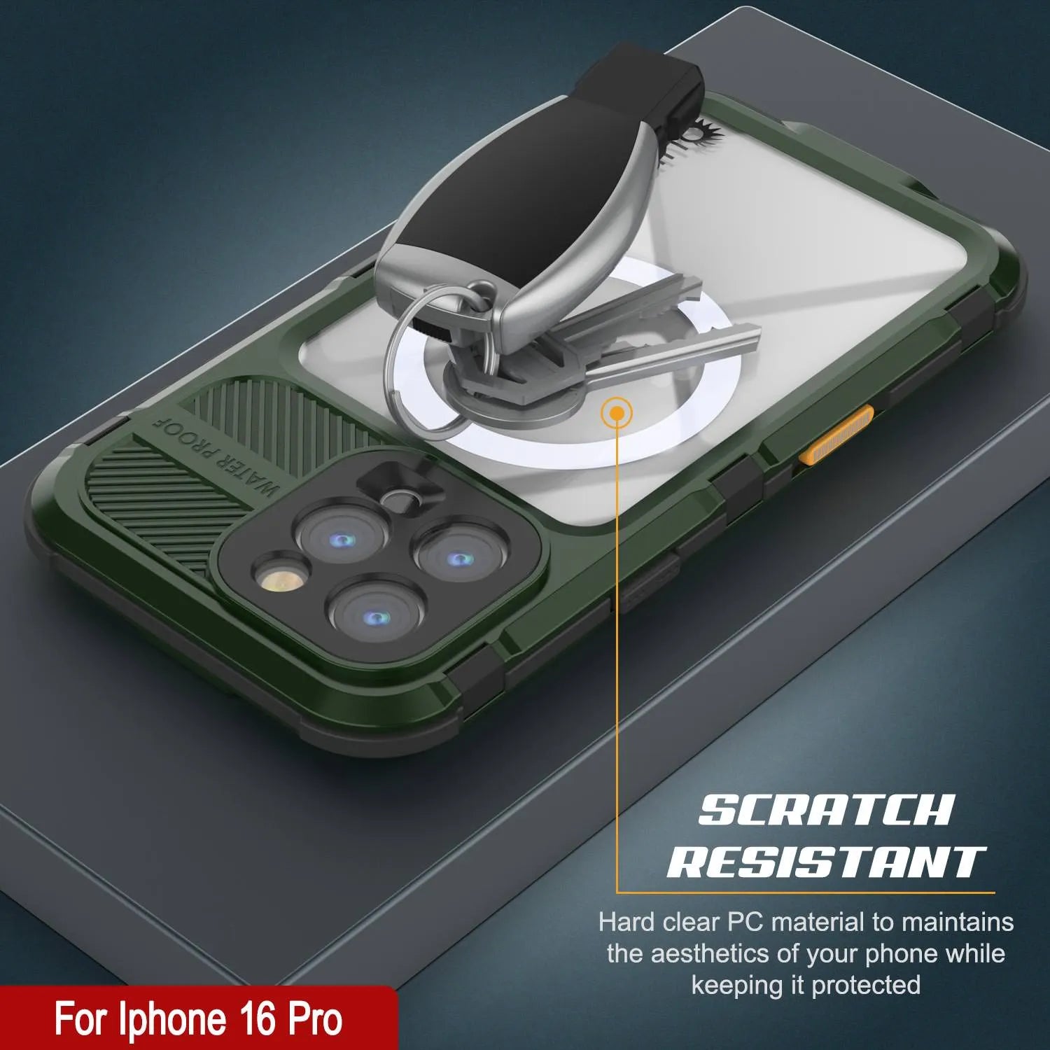 iPhone 16 Pro Metal Extreme 2.0 Series Aluminum Waterproof Case IP68 W/Buillt in Screen Protector [Dark-Green]