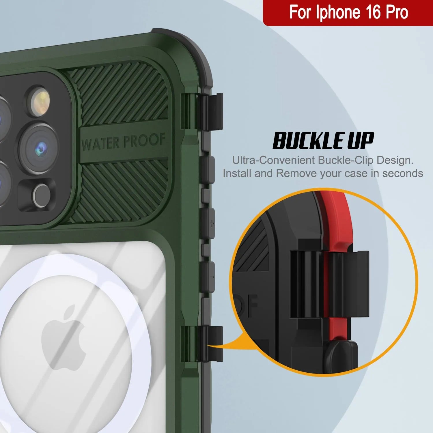 iPhone 16 Pro Metal Extreme 2.0 Series Aluminum Waterproof Case IP68 W/Buillt in Screen Protector [Dark-Green]
