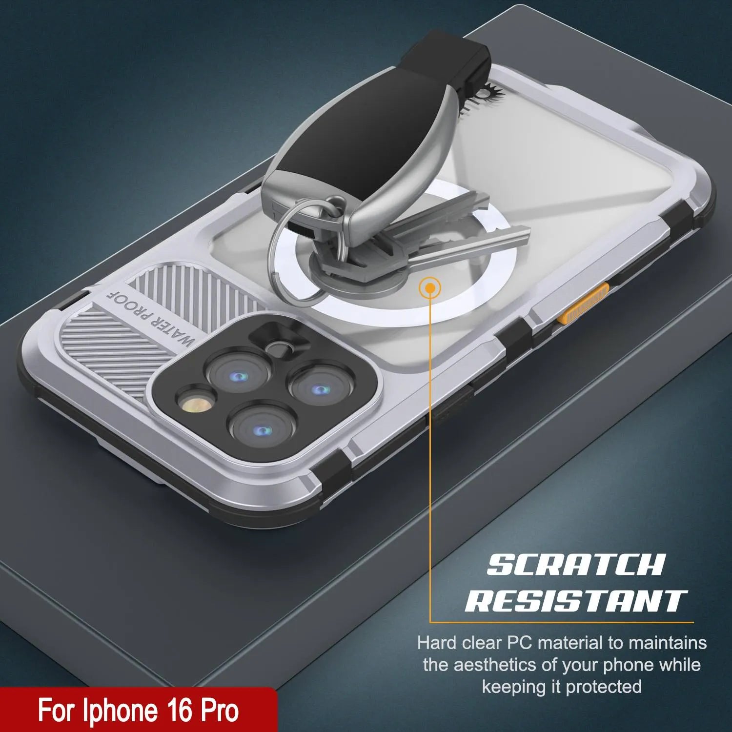 iPhone 16 Pro Metal Extreme 2.0 Series Aluminum Waterproof Case IP68 W/Buillt in Screen Protector [White]