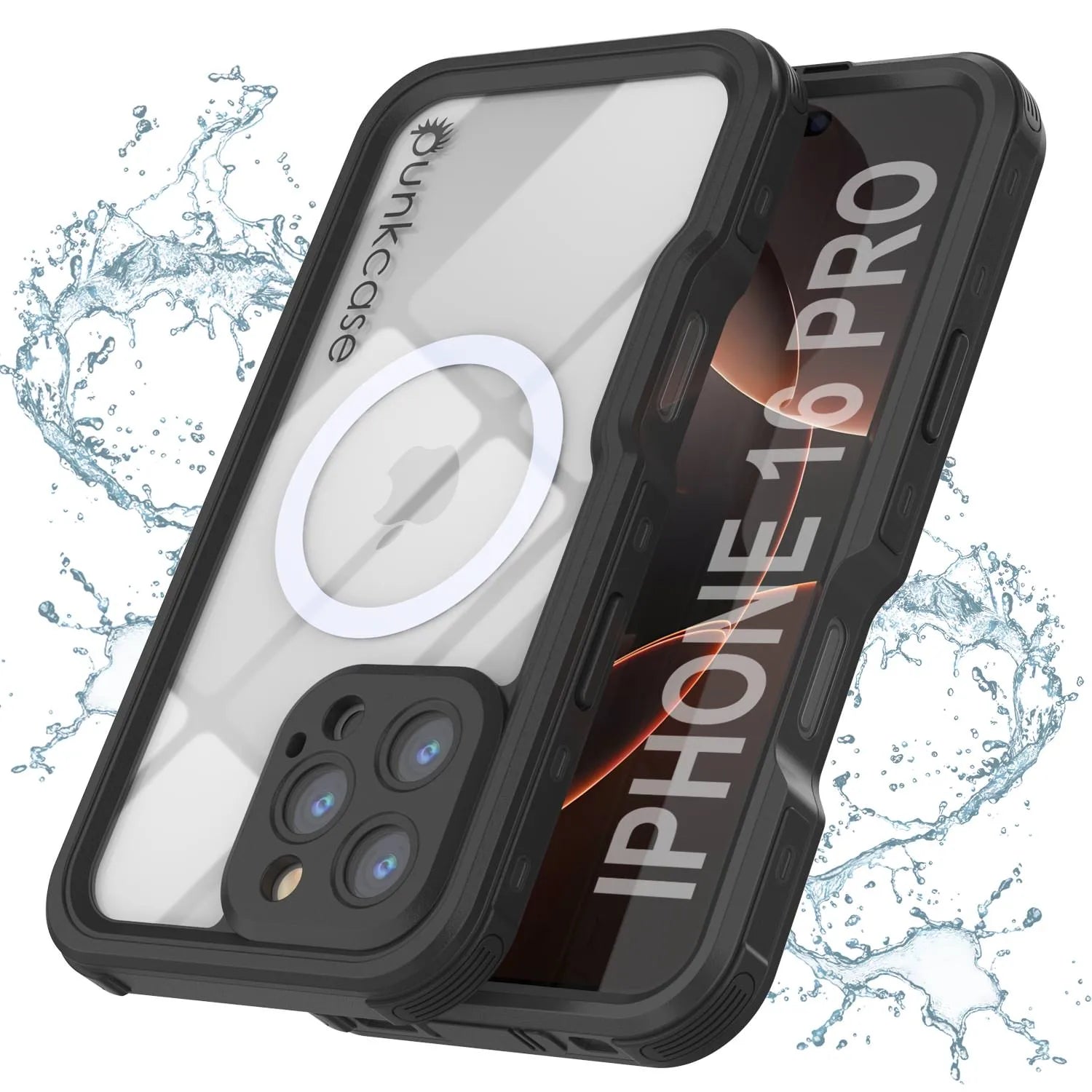 iPhone 16 Pro Waterproof IP68 Case, Punkcase [Clear] [StudStar Series] [Slim Fit] [Dirtproof]