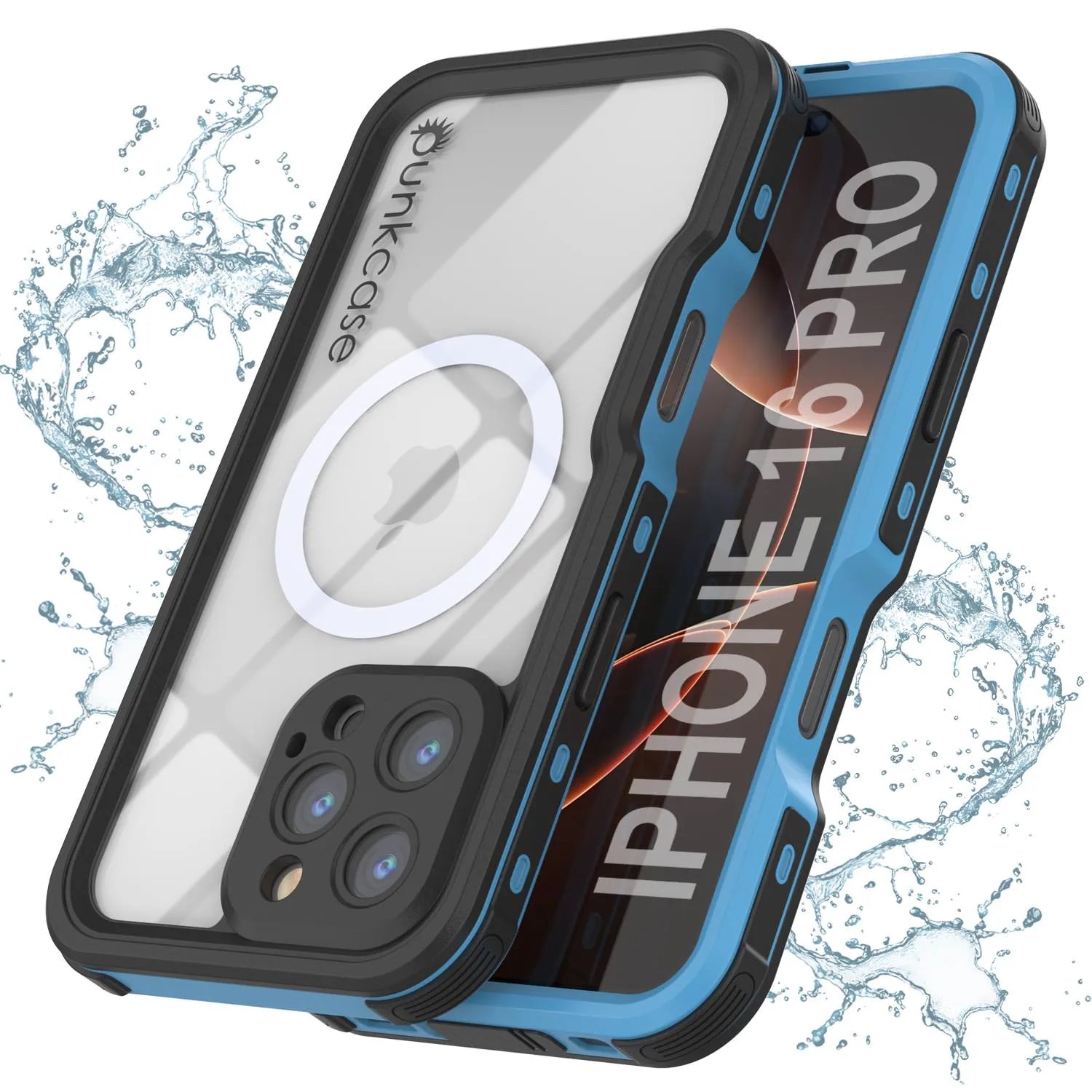 iPhone 16 Pro Waterproof IP68 Case, Punkcase [Clear] [StudStar Series] [Slim Fit] [Dirtproof]