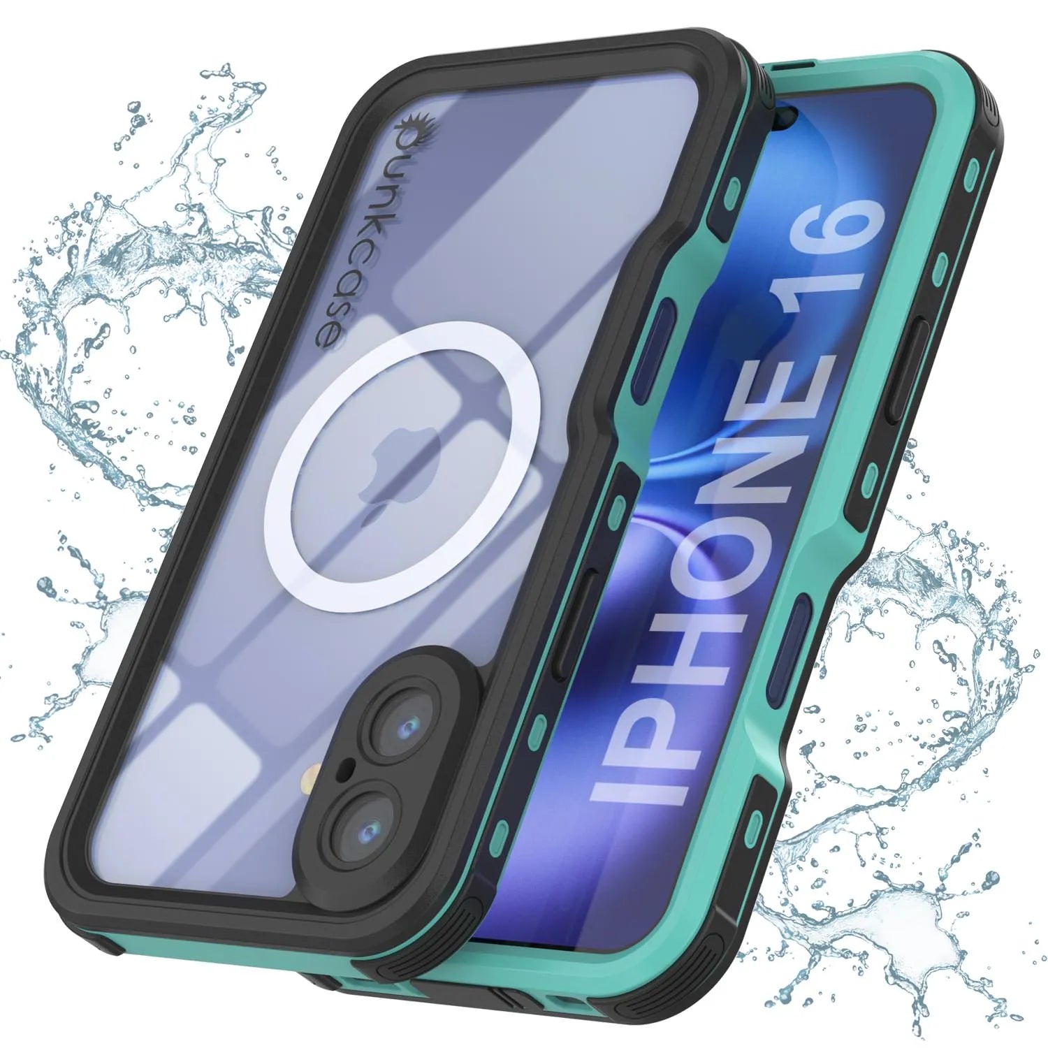 iPhone 16 Waterproof IP68 Case, Punkcase [Light blue] [StudStar Series] [Slim Fit] [Dirtproof]
