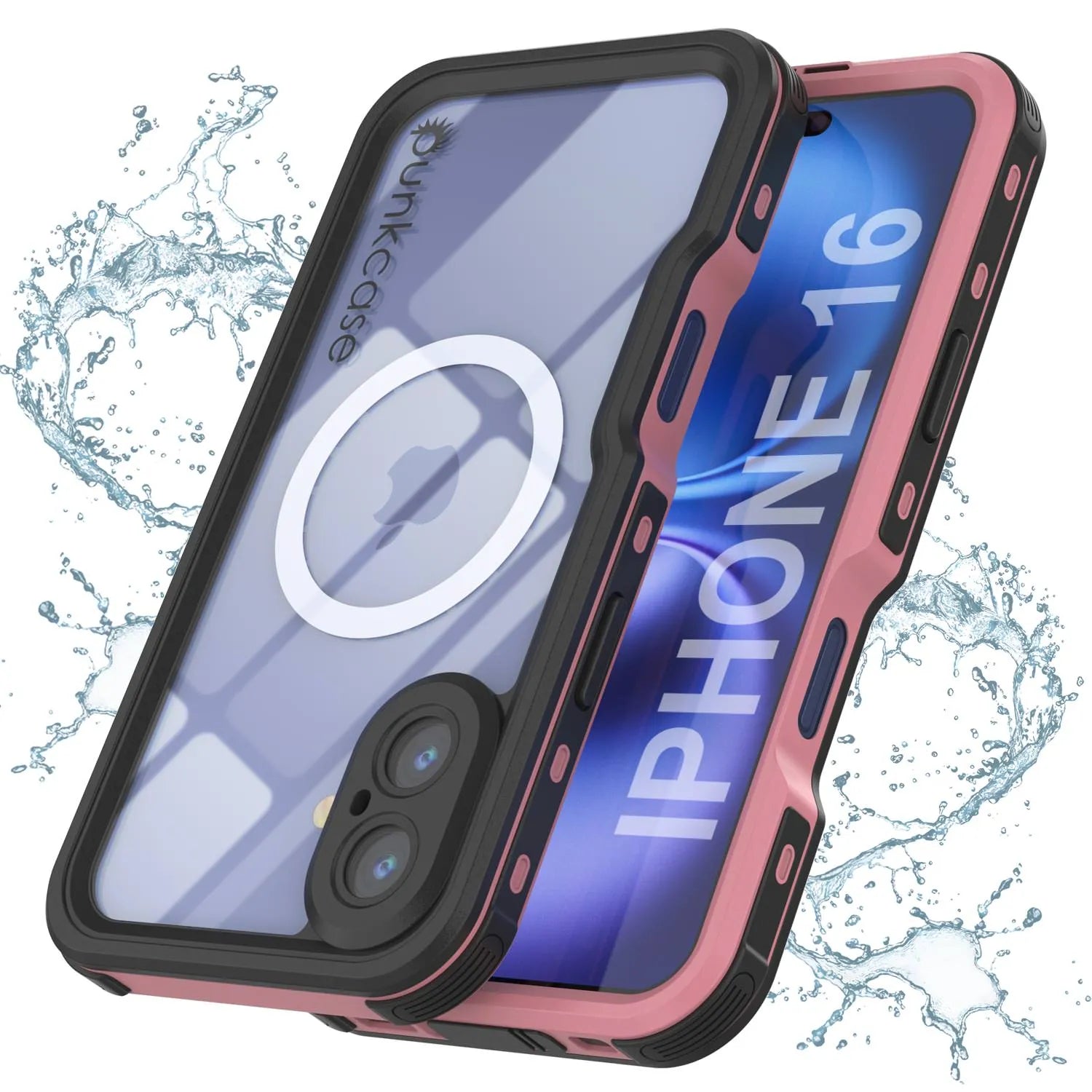 iPhone 16 Waterproof IP68 Case, Punkcase [Red] [StudStar Series] [Slim Fit]