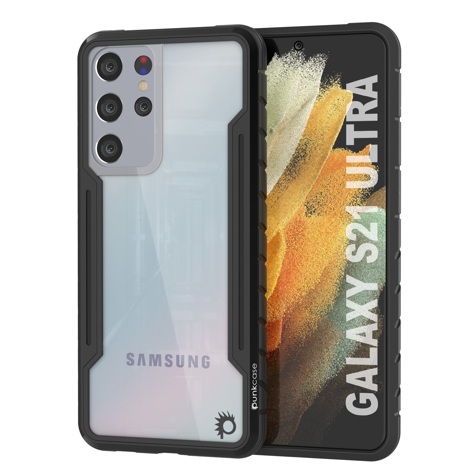 Punkcase S21 Ultra ravenger Case Protective Military Grade Multilayer Cover [Grey-Black]