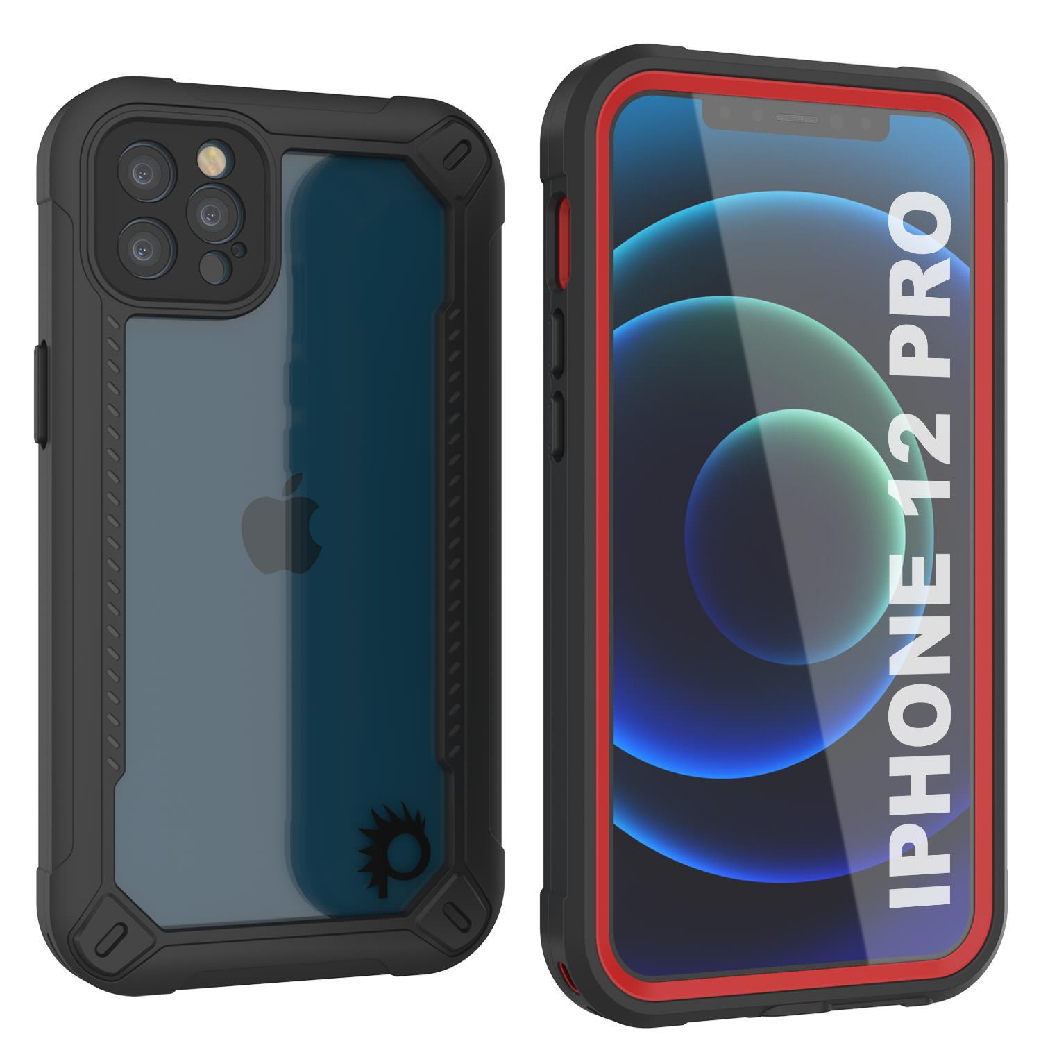 iPhone 12 Pro Waterproof IP68 Case, Punkcase [Black]  [Maximus Series] [Slim Fit] [IP68 Certified] [Shockresistant] Clear Armor Cover with Screen Protector | Ultimate Protection