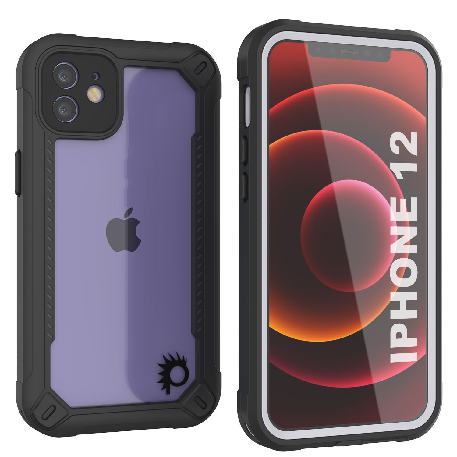 iPhone 12 Waterproof IP68 Case, Punkcase [red]  [Maximus Series] [Slim Fit] [IP68 Certified] [Shockresistant] Clear Armor Cover with Screen Protector | Ultimate Protection