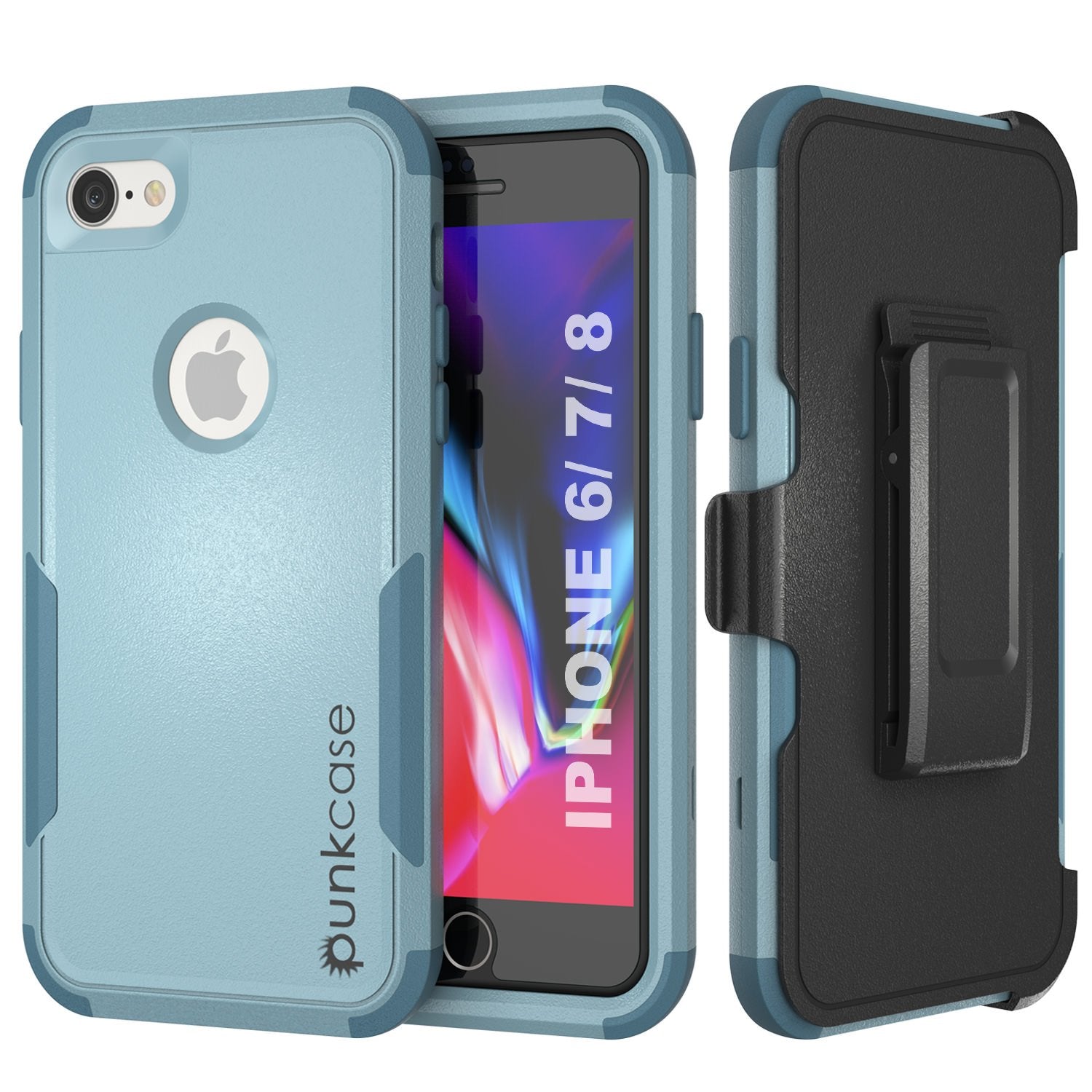 Punkcase for iPhone 8 Belt Clip Multilayer Holster Case [Patron Series] [Navy]