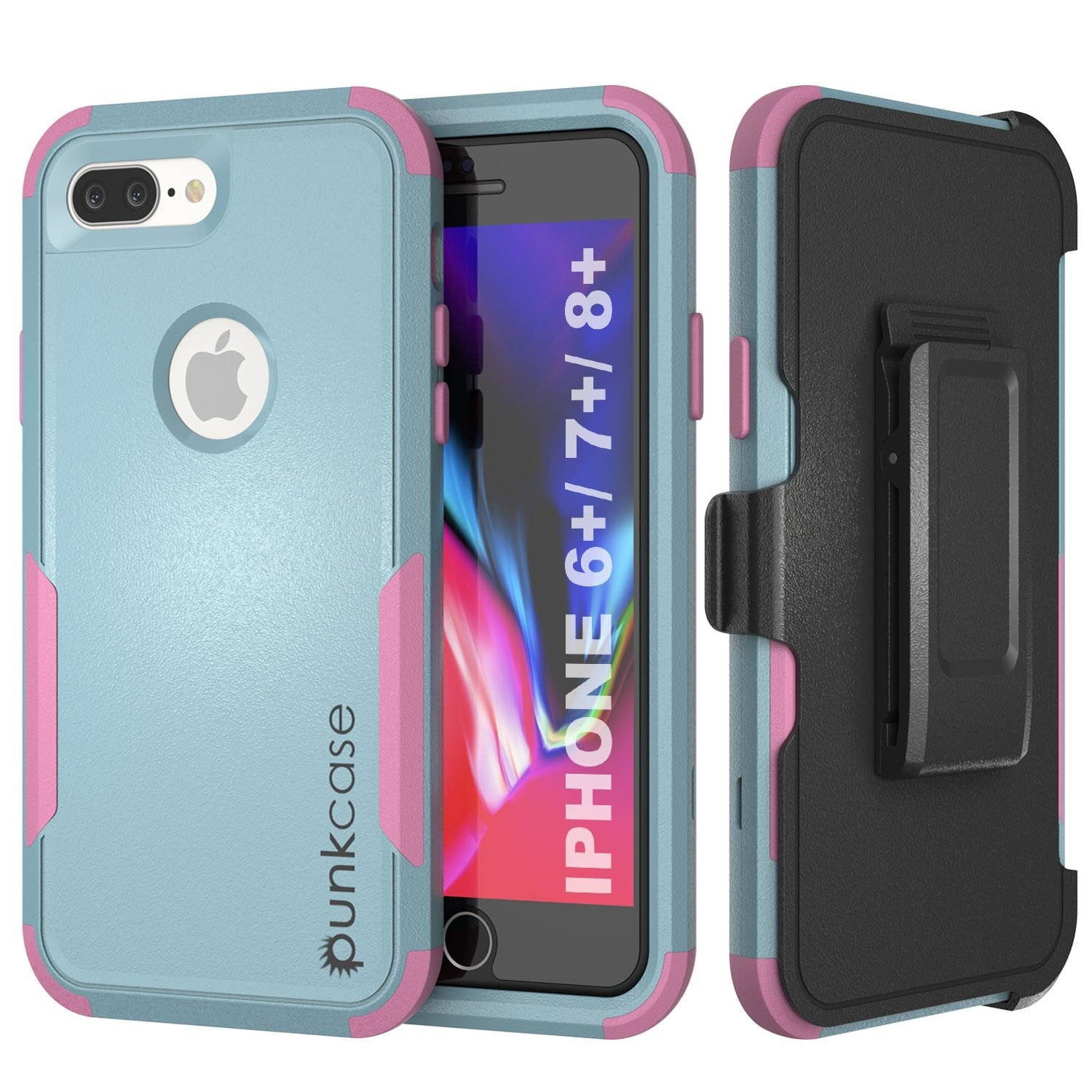 Punkcase for iPhone 8+ Plus Belt Clip Multilayer Holster Case [Patron Series] [Red-Black]