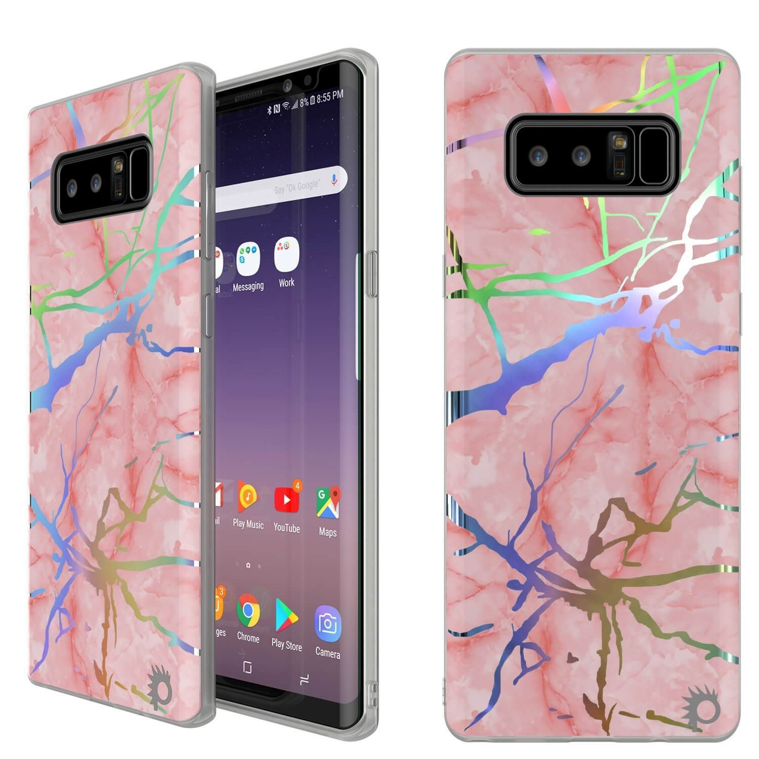 Punkcase Galaxy Note 8 Marble Case, Protective Full Body Cover W/PunkShield Screen Protector (Black Mirage)