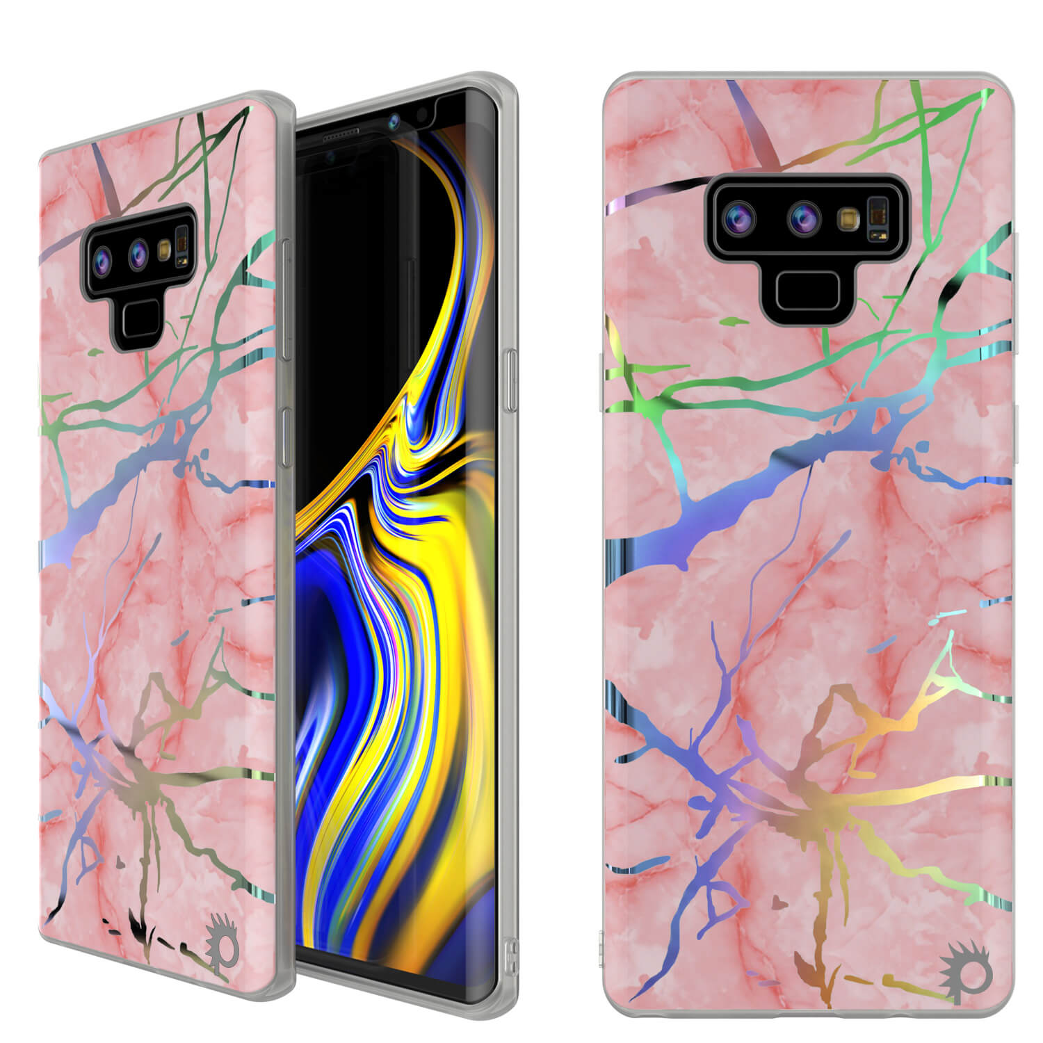 Galaxy Note 9 Full Body W/ Screen Protector Marble Case (Black Mirage)