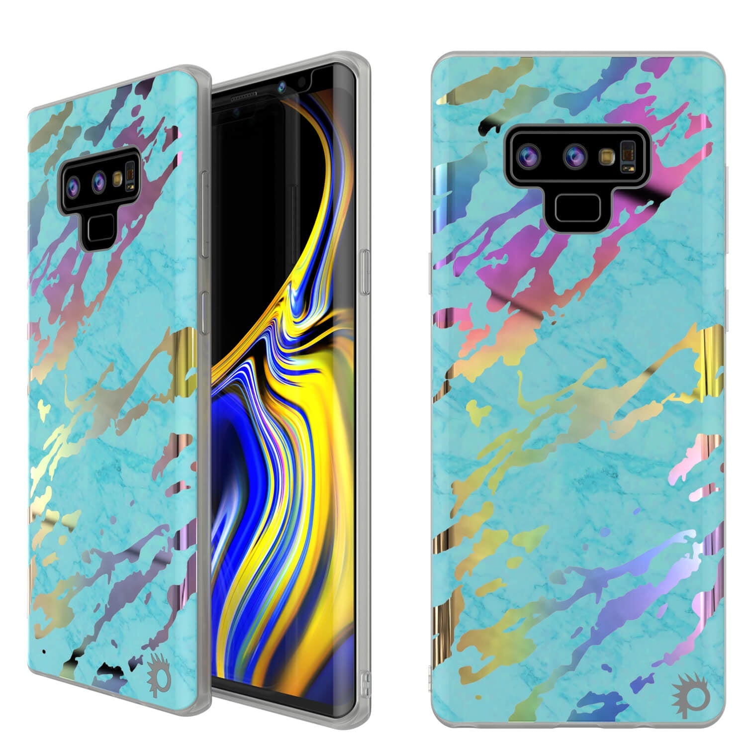 Galaxy Note 9 Full Body W/ Screen Protector Marble Case (Black Mirage)
