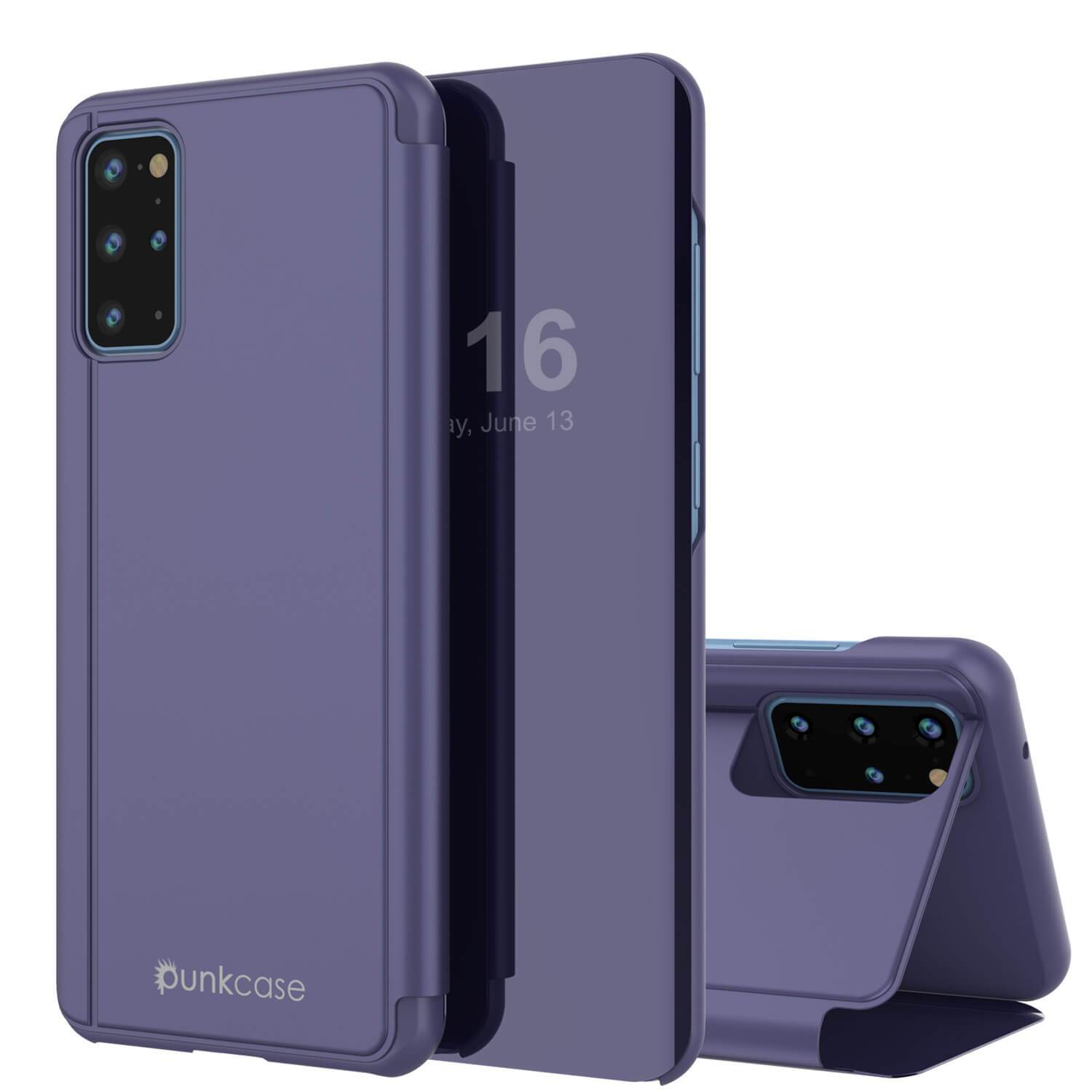 Punkcase Galaxy S20+ Plus Reflector Case Protective Flip Cover [Blue]