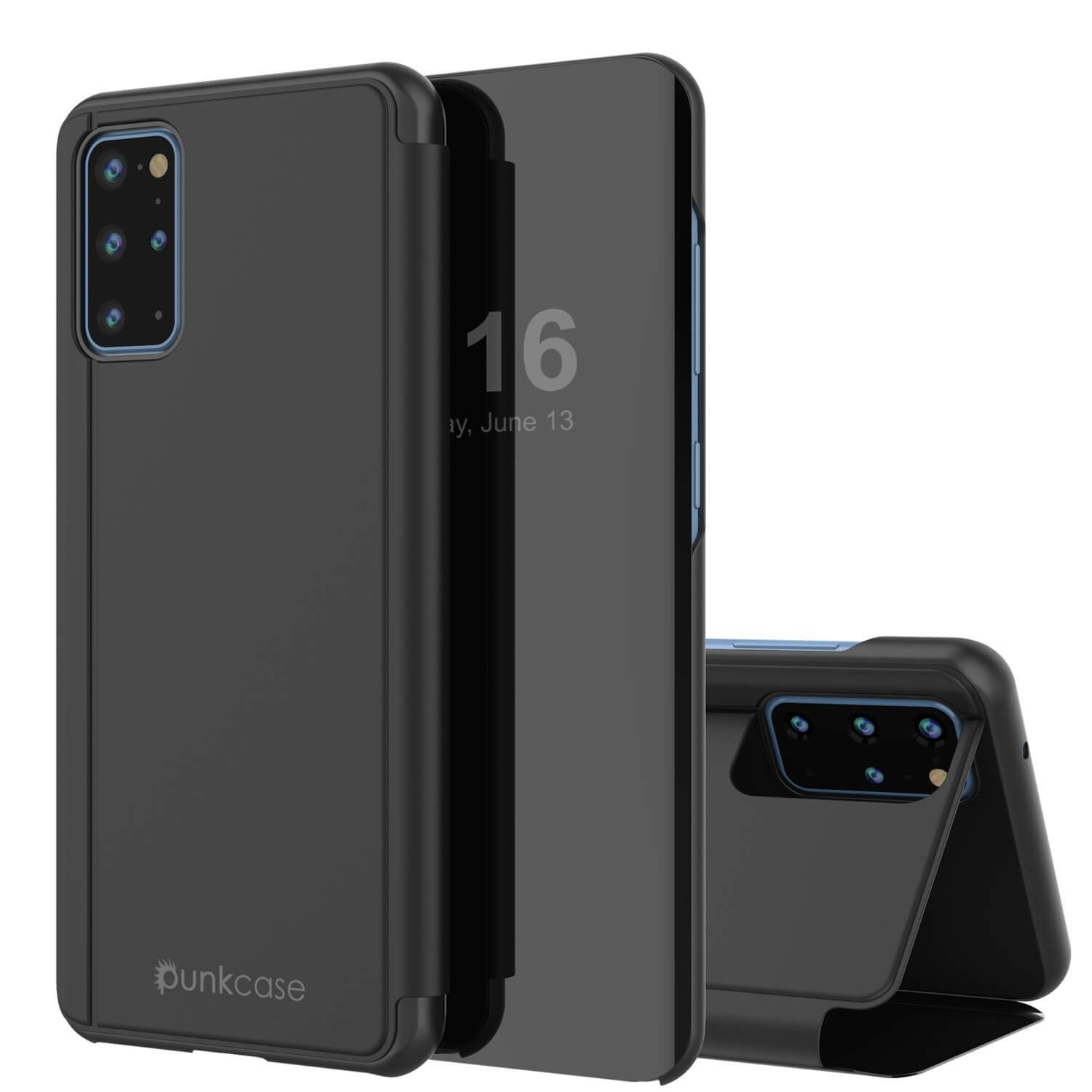 Punkcase Galaxy S20+ Plus Reflector Case Protective Flip Cover [Blue]