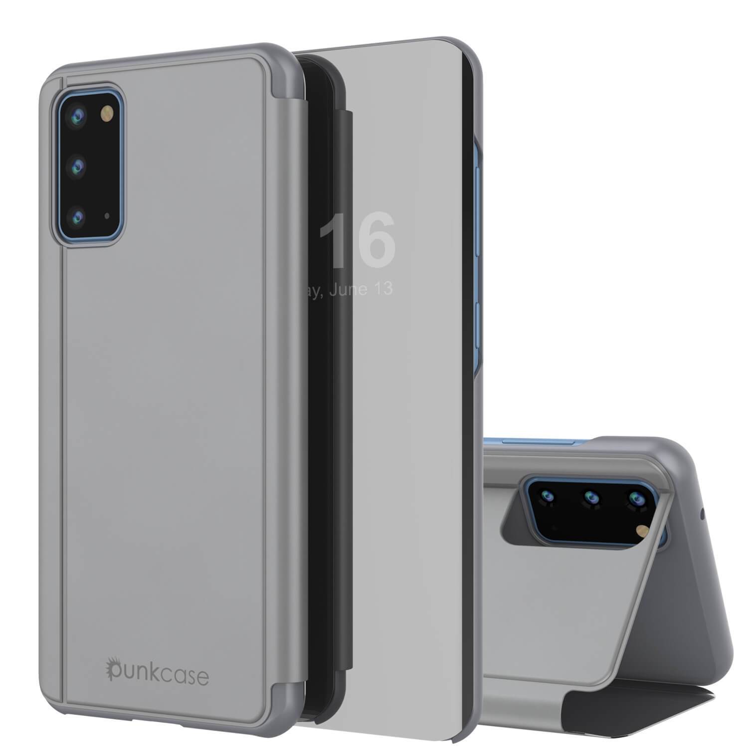 Punkcase Galaxy S20 Reflector Case Protective Flip Cover [Black]