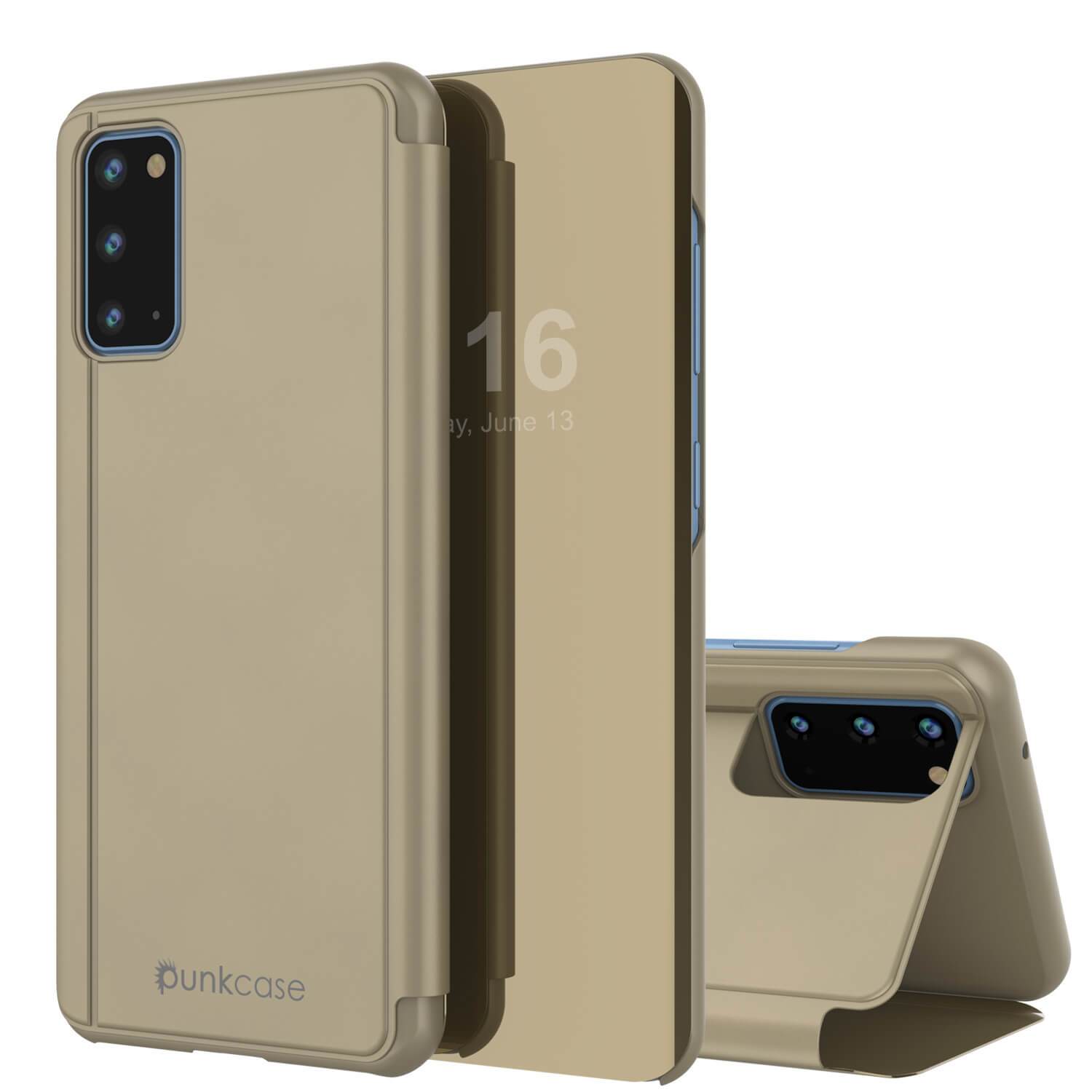 Punkcase Galaxy S20 Reflector Case Protective Flip Cover [Black]