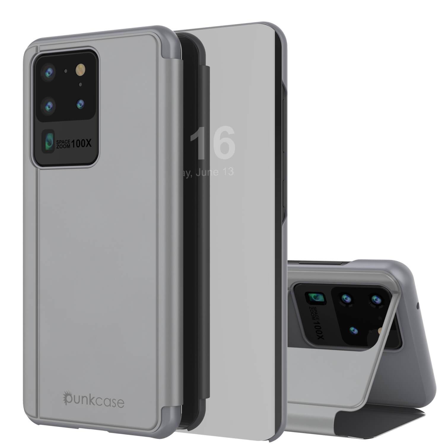 Punkcase Galaxy S20 Ultra Reflector Case Protective Flip Cover [Purple]