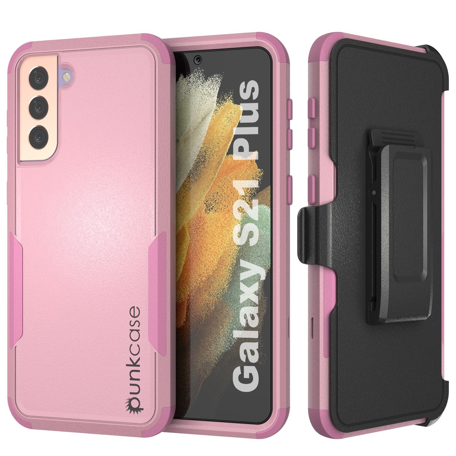 Punkcase for Galaxy S21+ Plus 5G Belt Clip Multilayer Holster Case [Patron Series] [Red-Black]